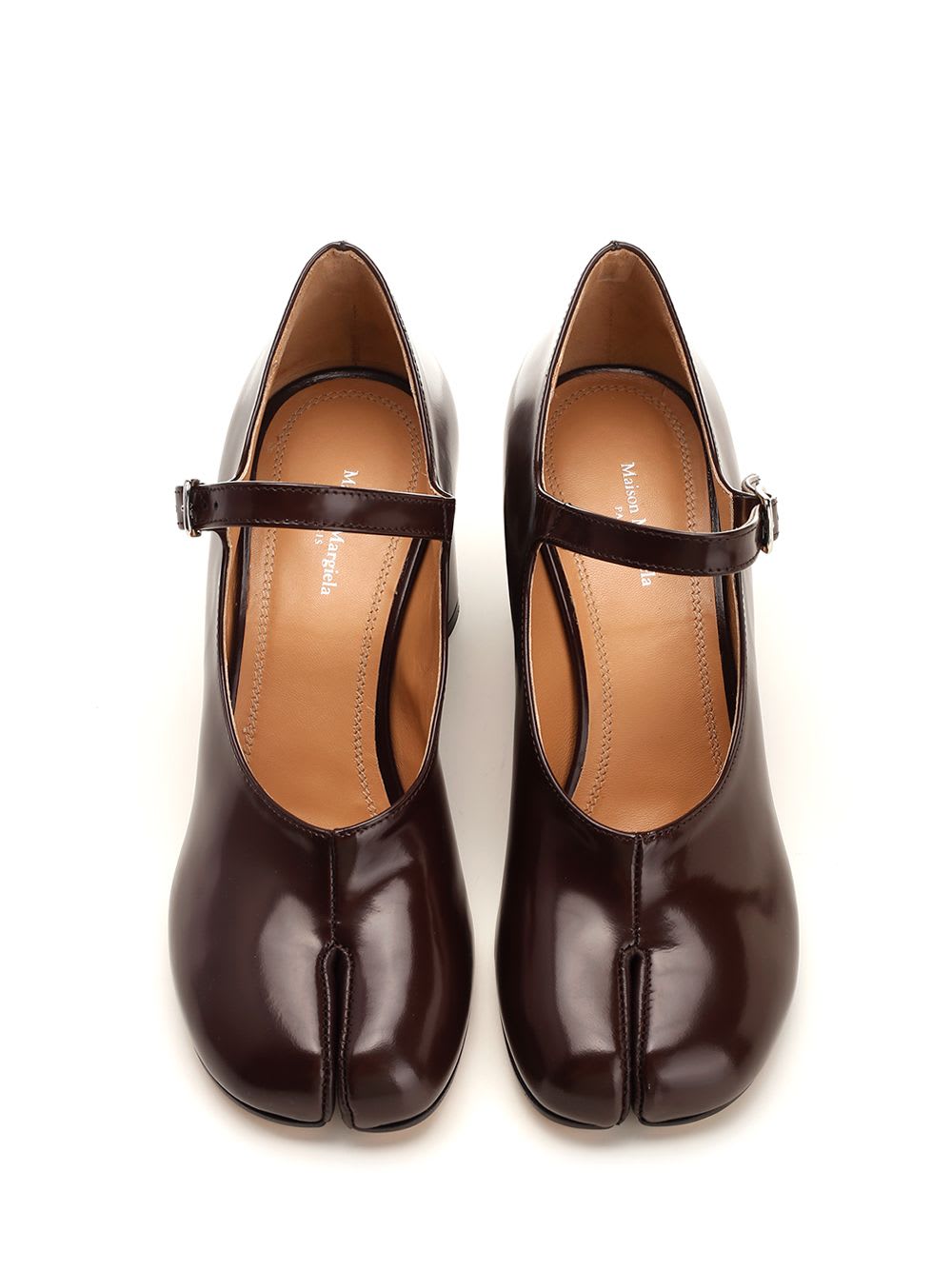 Shop Maison Margiela Mary-jane Tabi In Brown