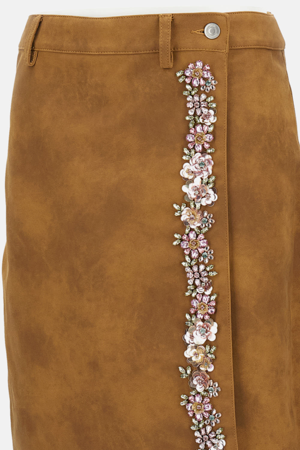 Des_phemmes Des Phemmes Camel Synthetic Leather Skirt In Brown