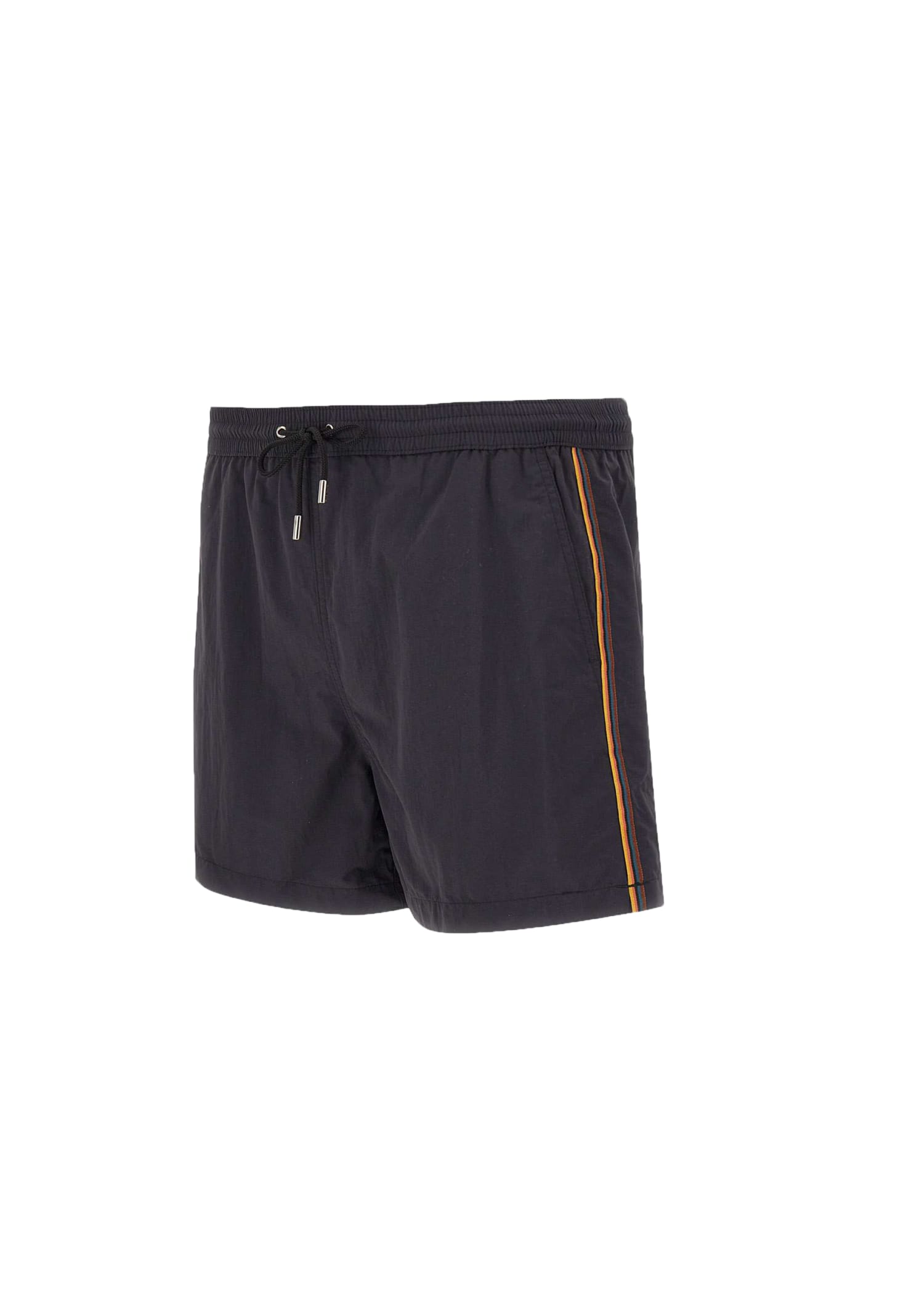 Paul Smith Black Artist Stripe Trim Swim Shorts In Black