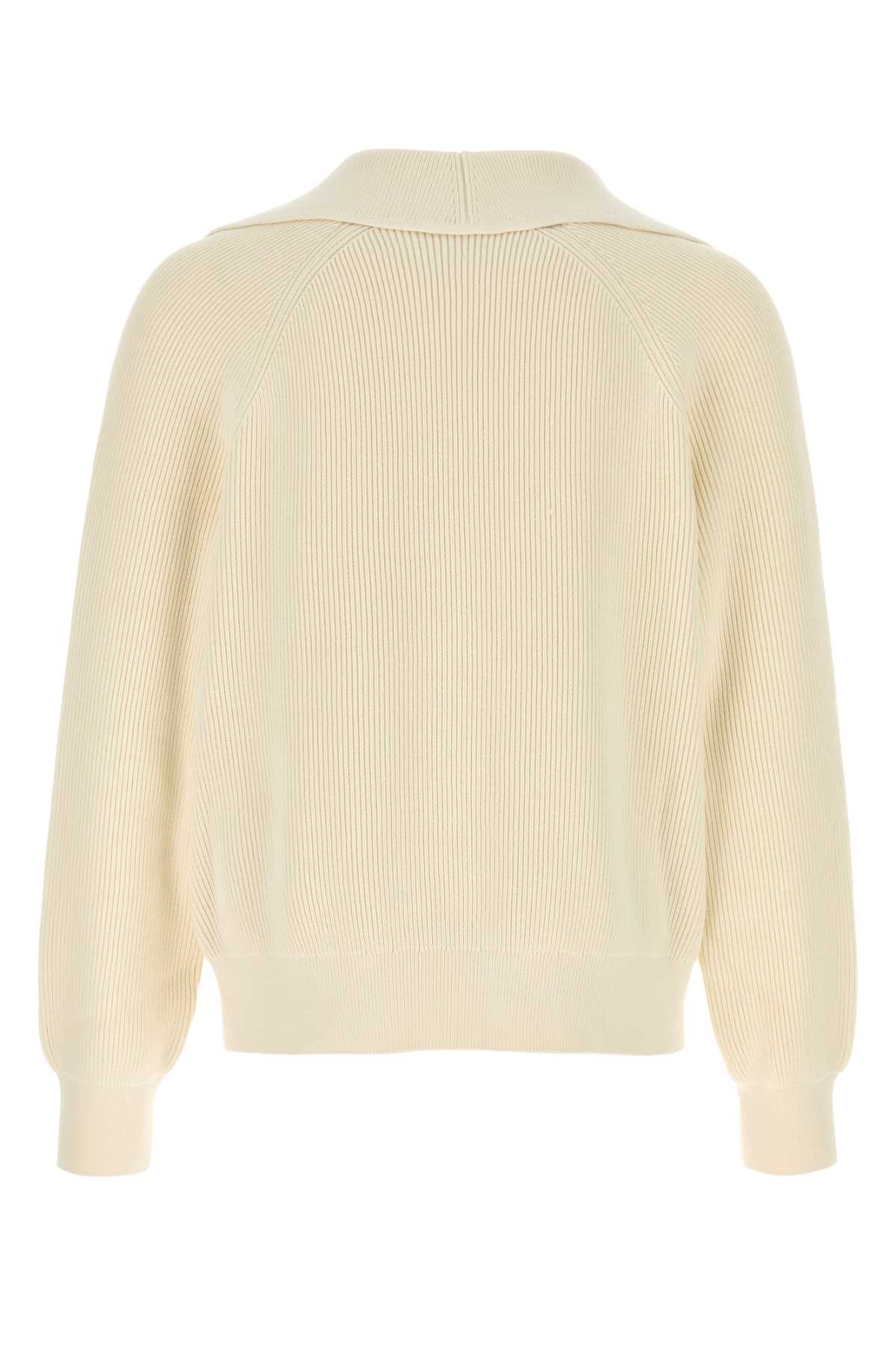 Bottega Veneta Maglione In Misto Cotone Crema Uomo In Chalk