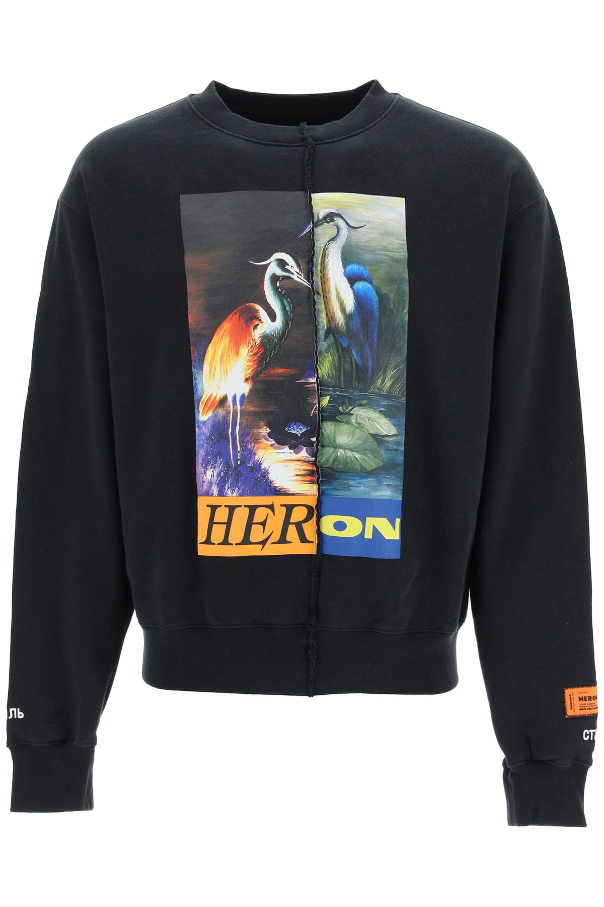 HERON PRESTON Split Herons Crew Neck Sweatshirt