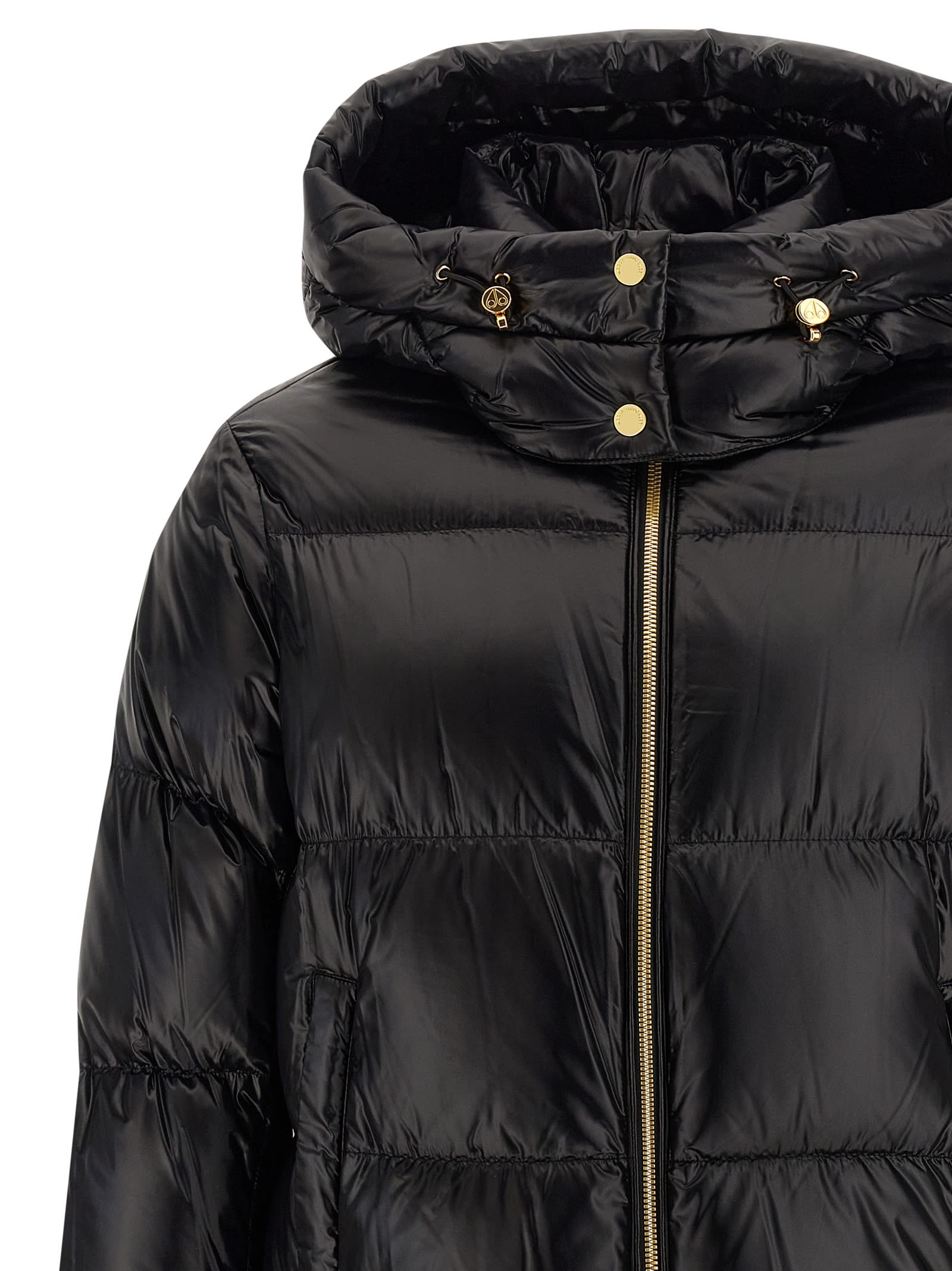 Moose Knuckles Long-sleeved Hooded Cotton Jacket In Black