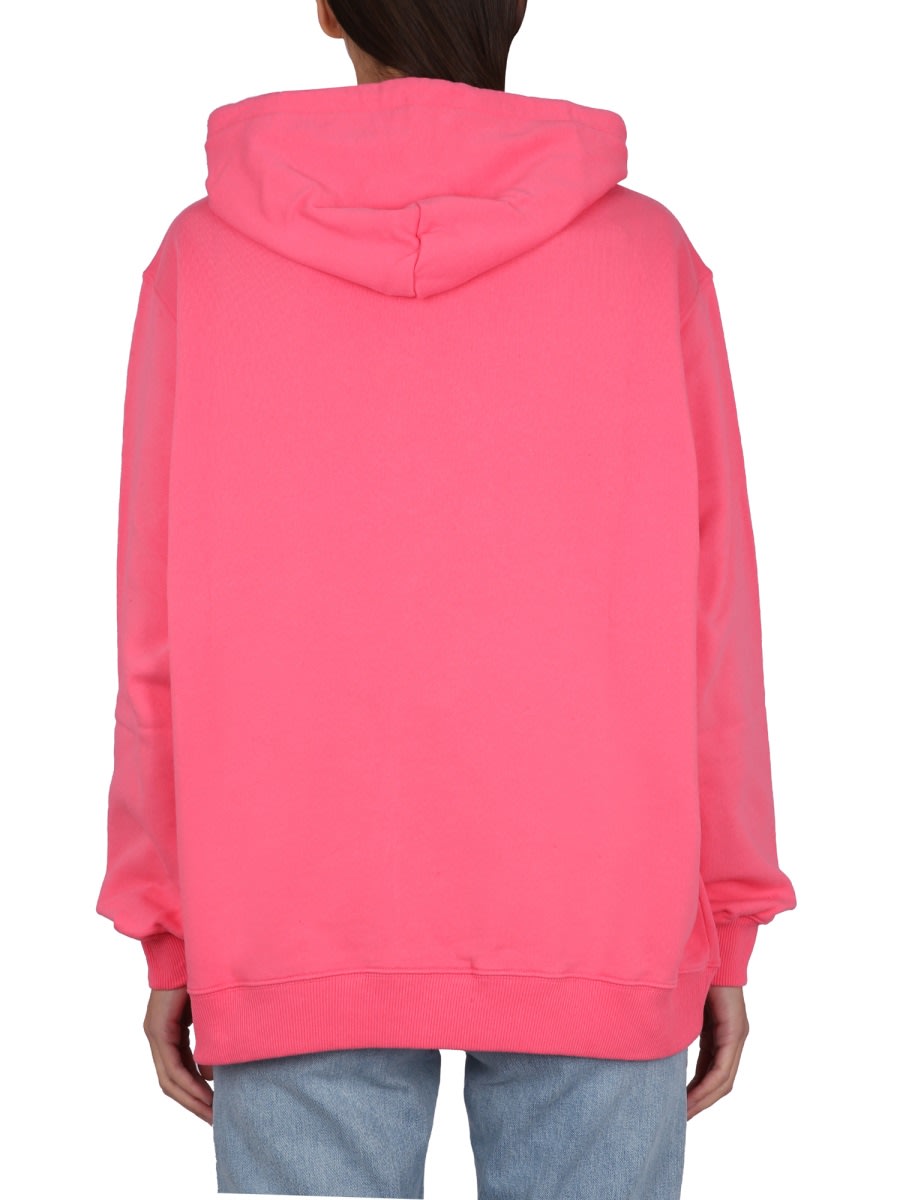Msgm Vibrant Sweatshirt With Drawstring Hood And Playful Graphic In Fuchsia