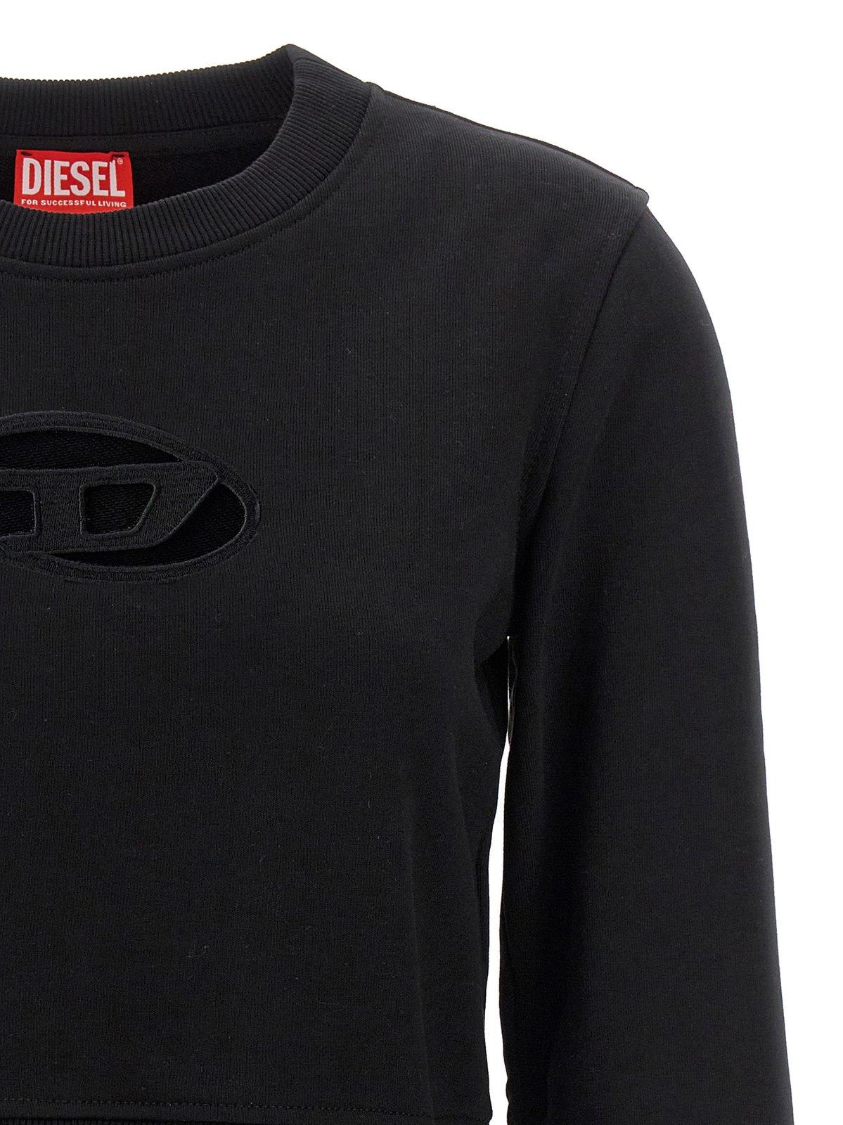 Diesel Jumper With Embroidered Cut-out Logo In Black
