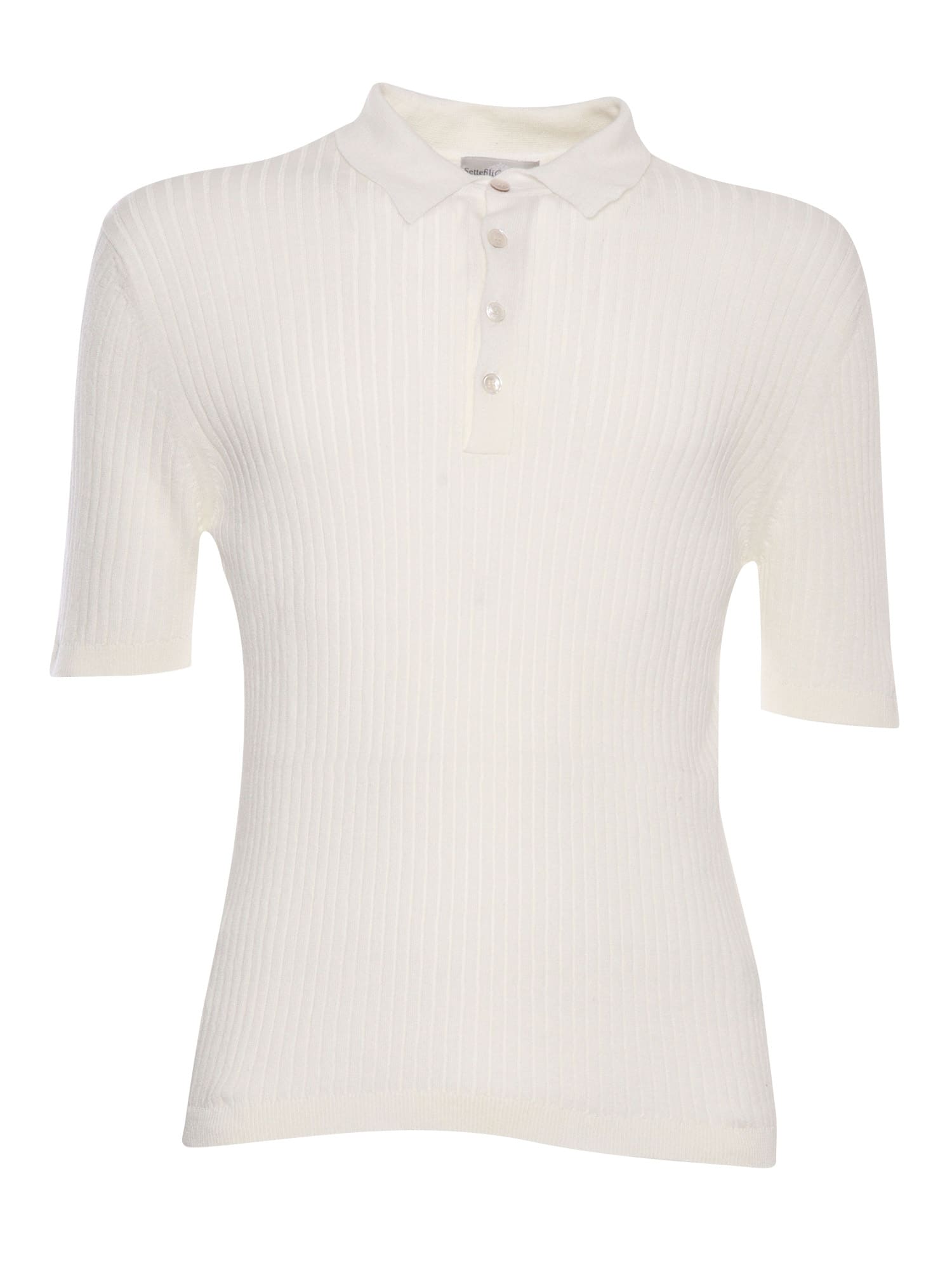Shop Settefili Cashmere White Ribbed Polo Shirt