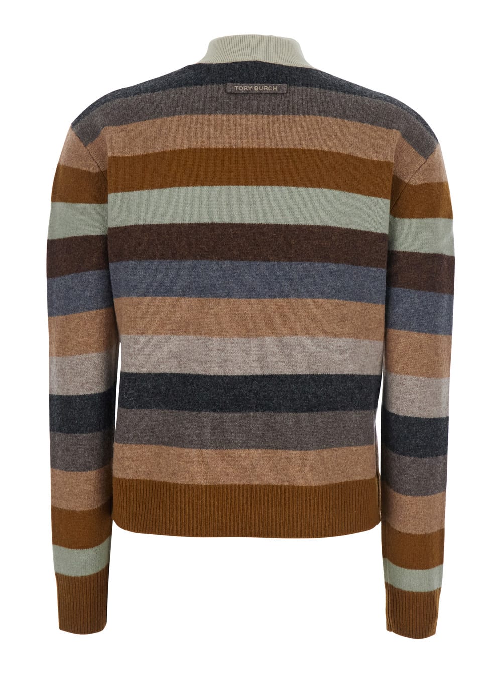 Tory Burch Relaxed Fit Merino Wool Turtleneck Sweater In Multi