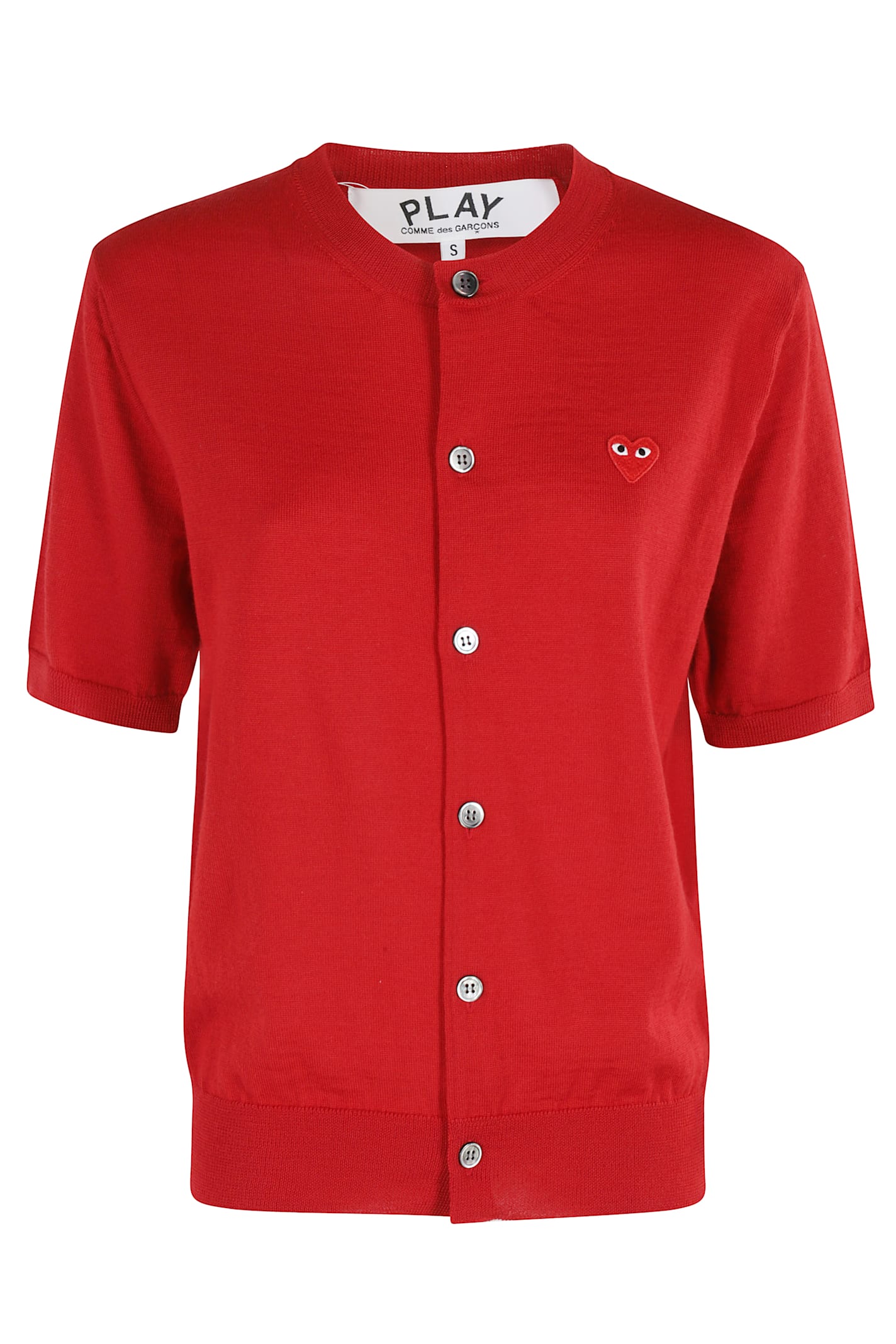 Comme Des Garçons Play Round Neck Red Emblem In Red