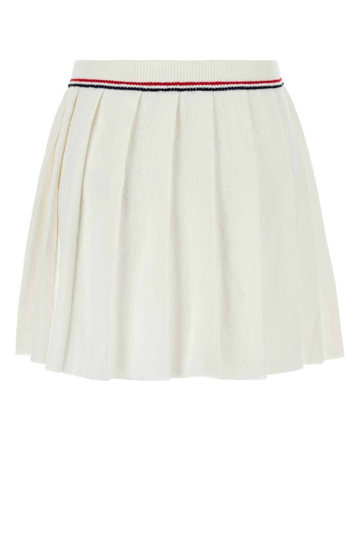 Miu Miu White Stretch Terry Fabric Skirt In White