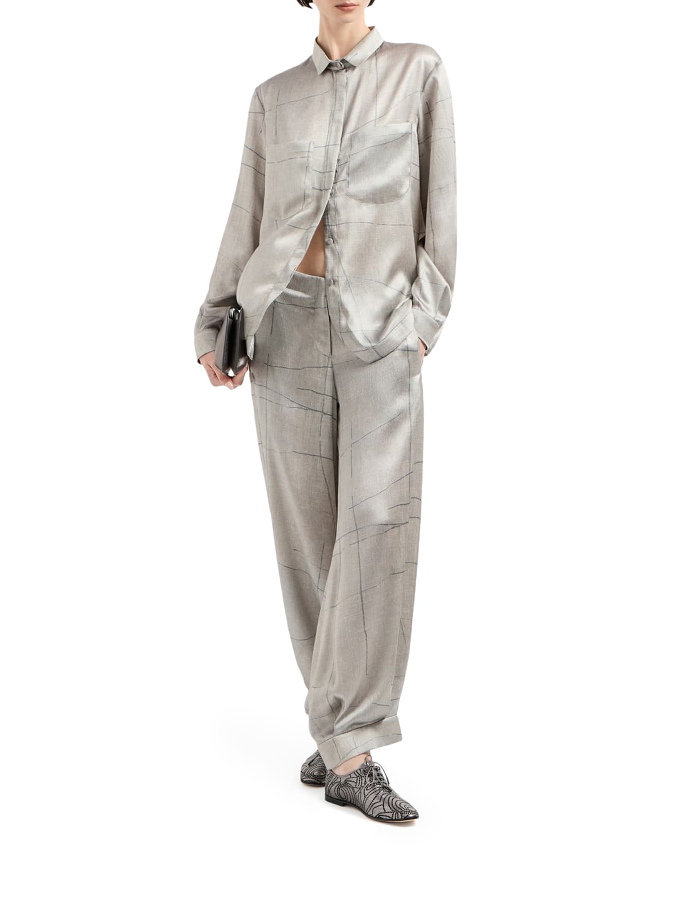 Giorgio Armani Silk Shirt In Grey
