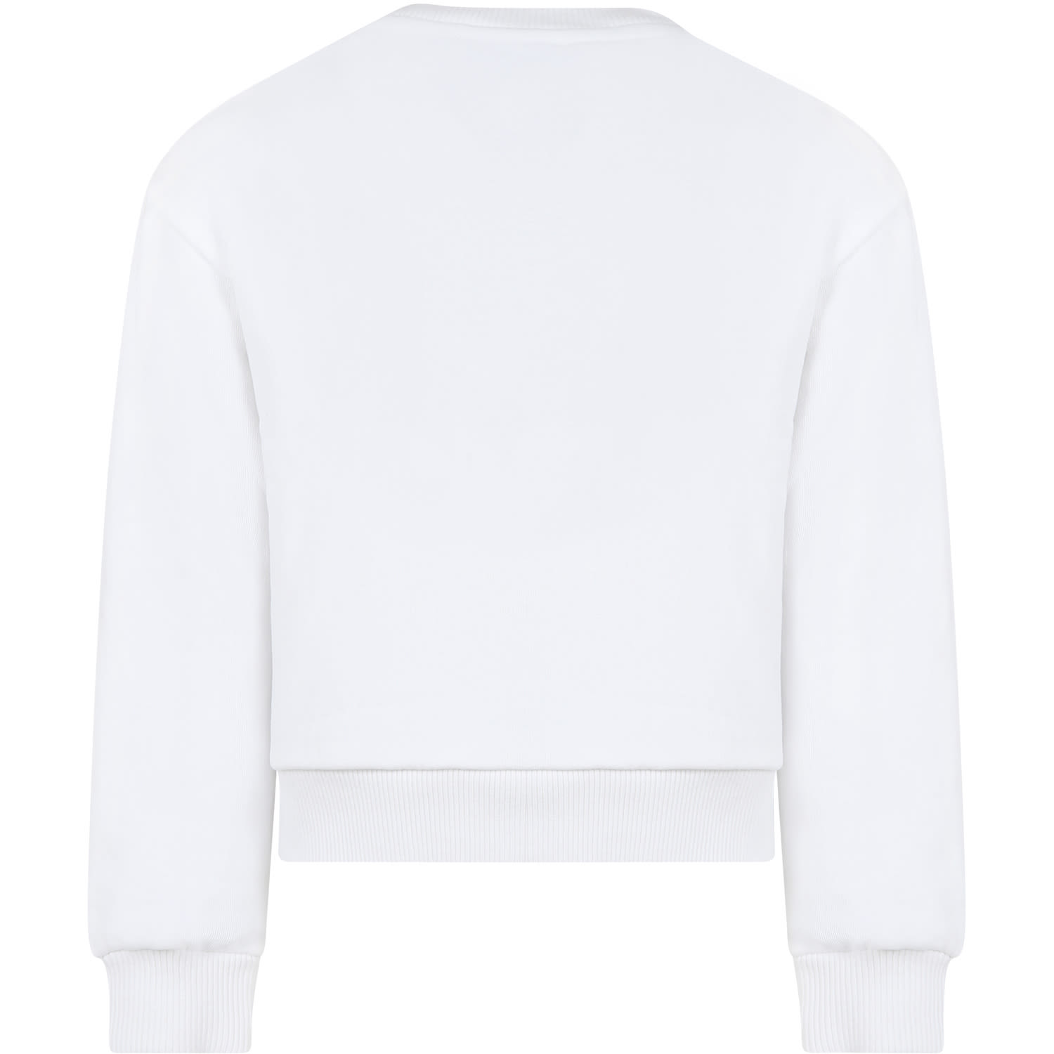 Shop Dolce & Gabbana Whit Sweatshirt For Kids With Iconic Monogram In Bianco