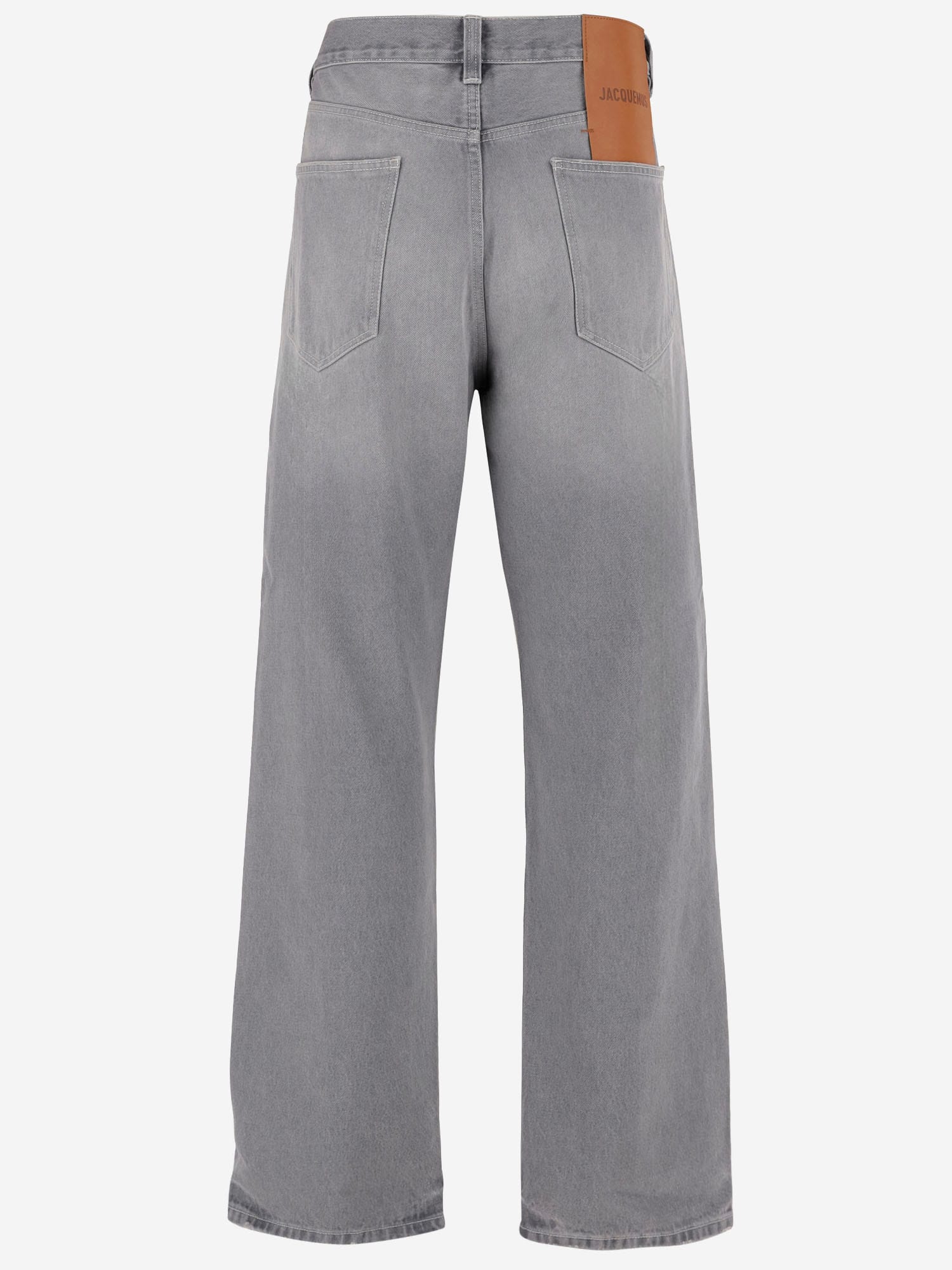 Shop Jacquemus Cotton Denim Jeans In 95a Grey/off White