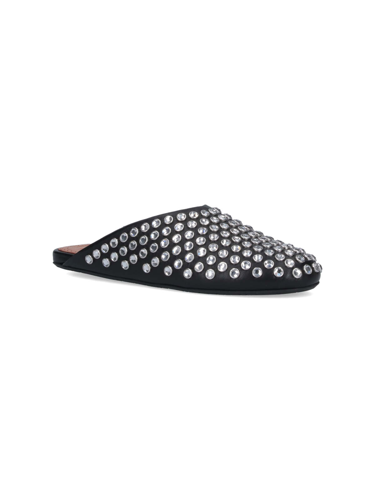 Alaïa Women Black Nappa Leather Rhinestone Flat Mules In Black
