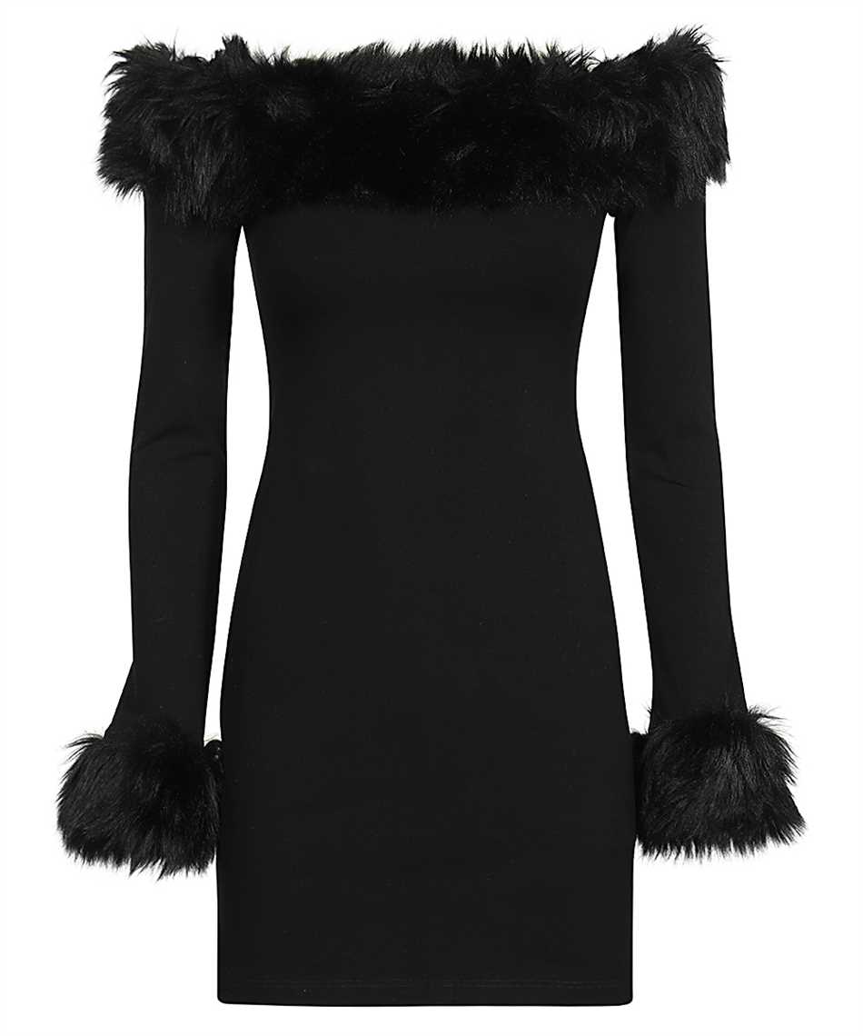 Heron Preston Fur-trimmed Strapless Mini Dress In Black