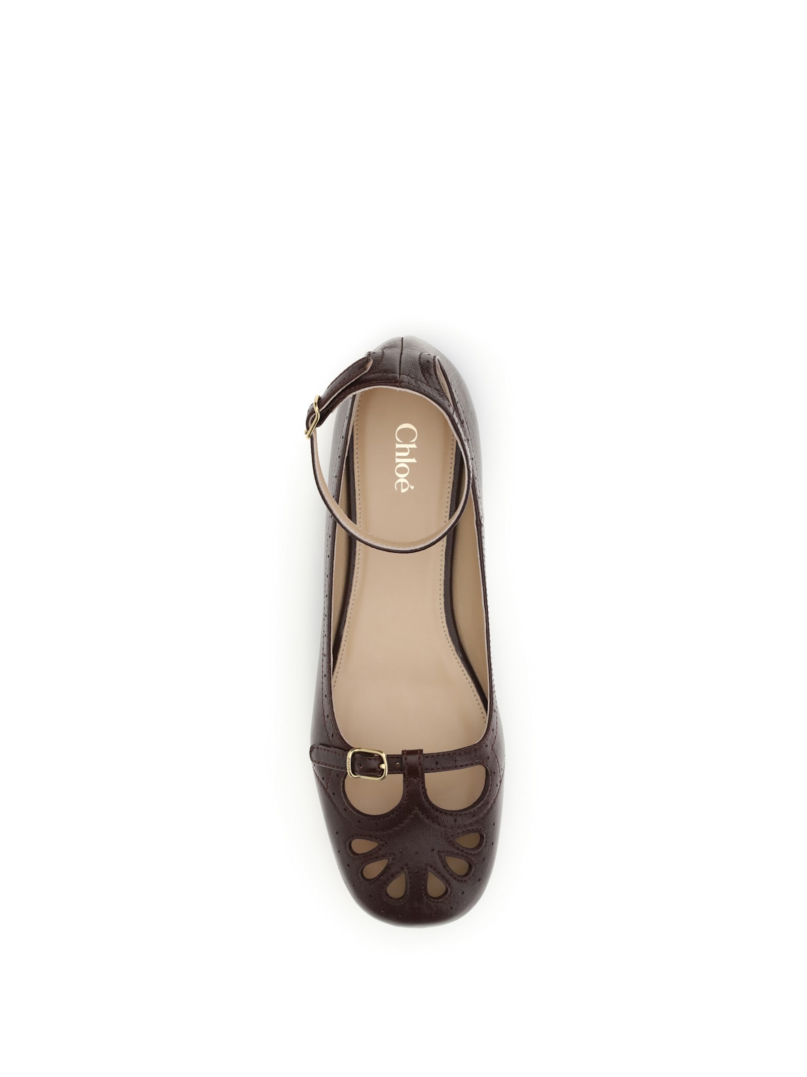 Chloé Chloe Misty Cut-out Leather Ballet Flats In Brown