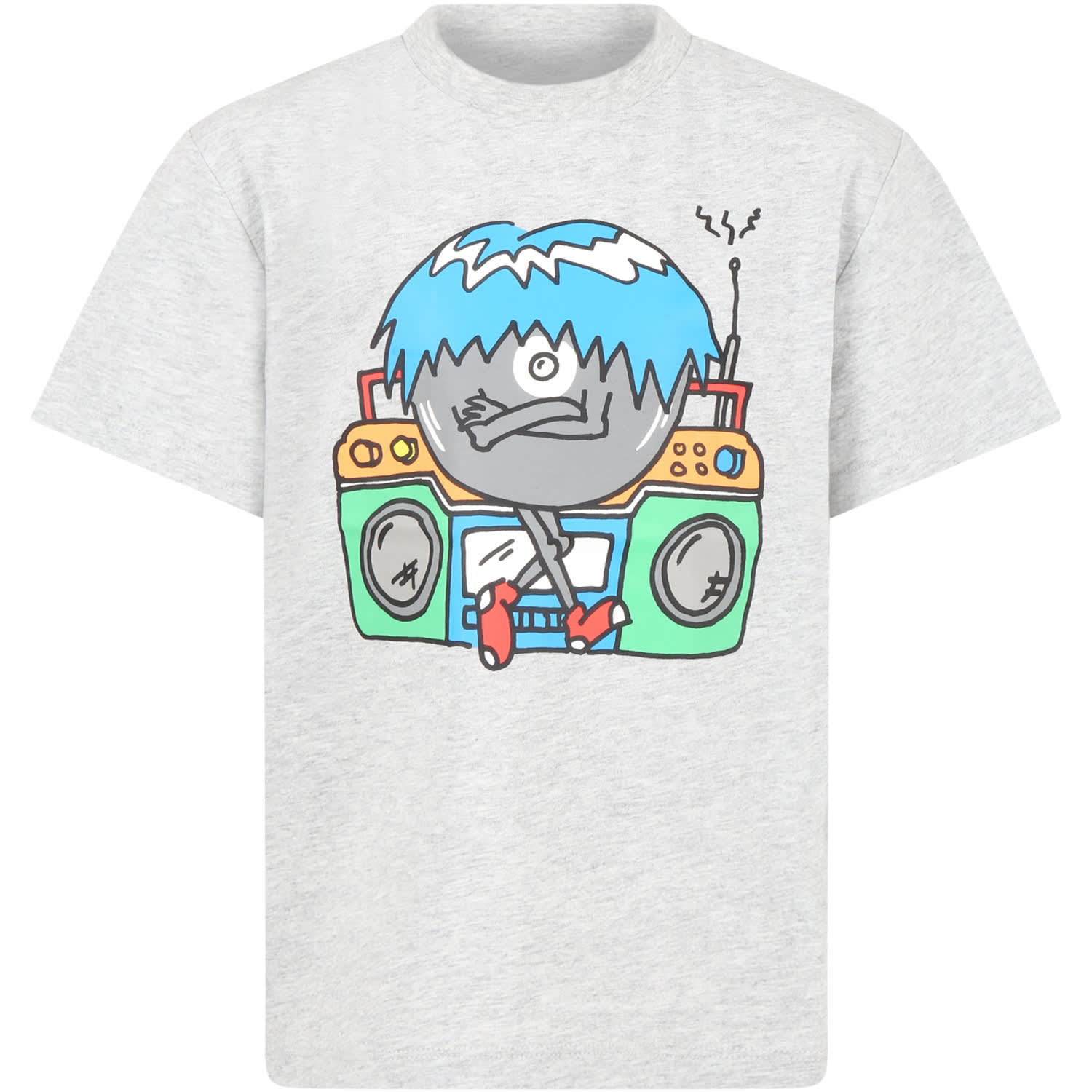 Stella McCartney Kids Grey T-shirt For Boy With Monster