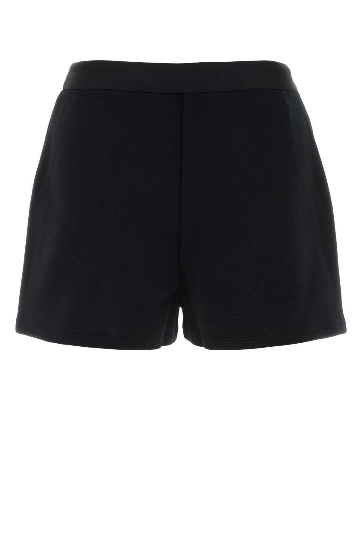 Shop Prada Black Stretch Cotton Blend Shorts In Nero