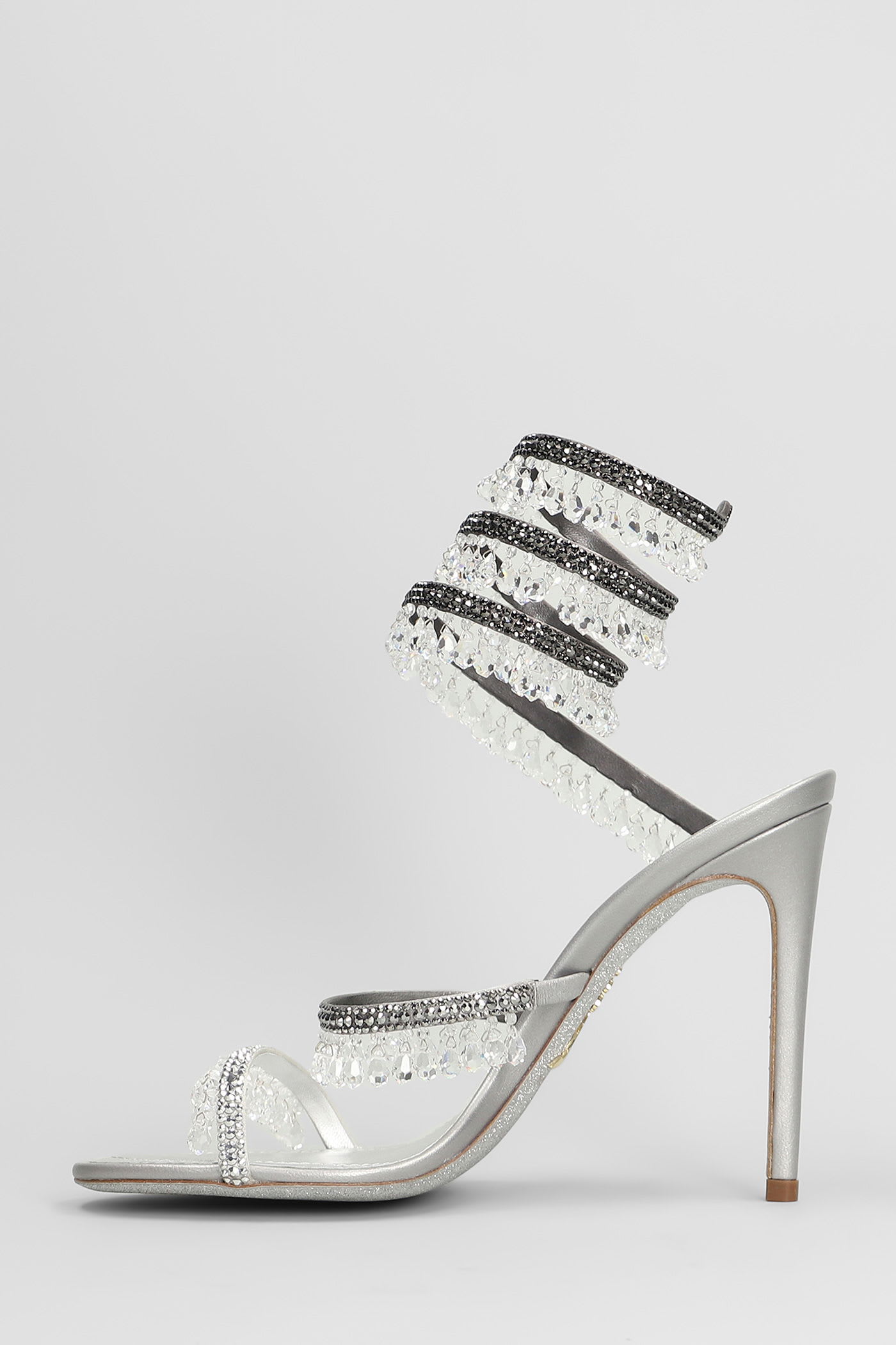 René Caovilla Chandelier Sandals In Silver Leather In Silver