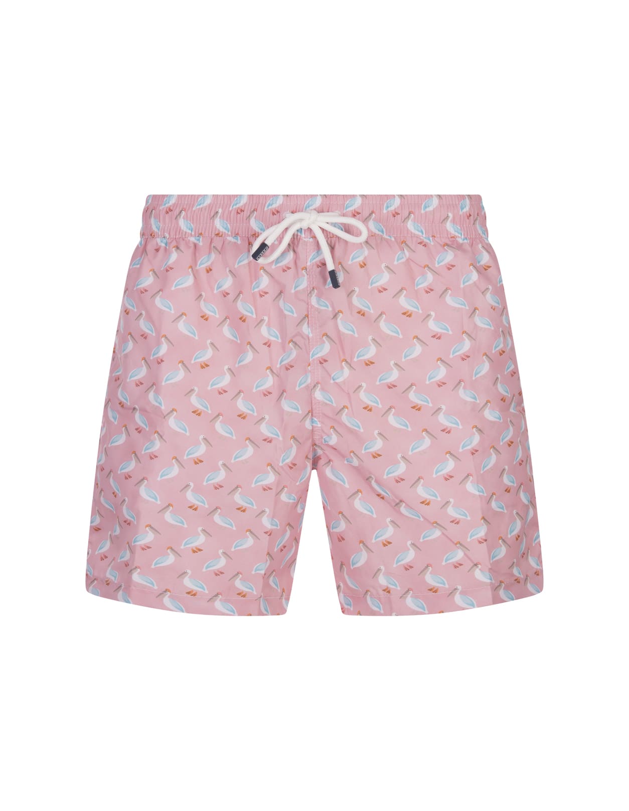 Shop Fedeli Pink Swim Shorts With Pelican Pattern