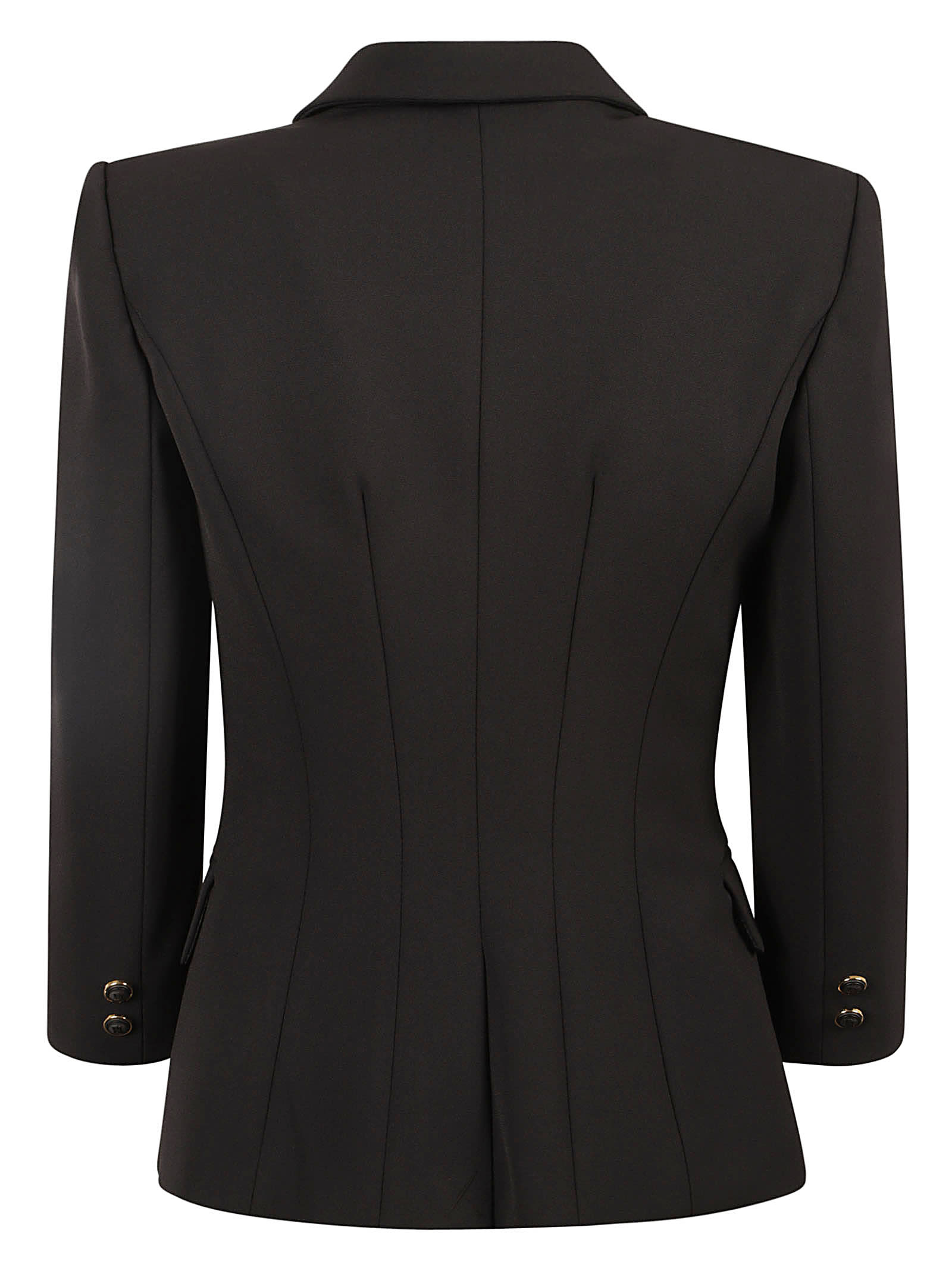 Shop Elisabetta Franchi Double-breast Slim Fit Plain Blazer In Black