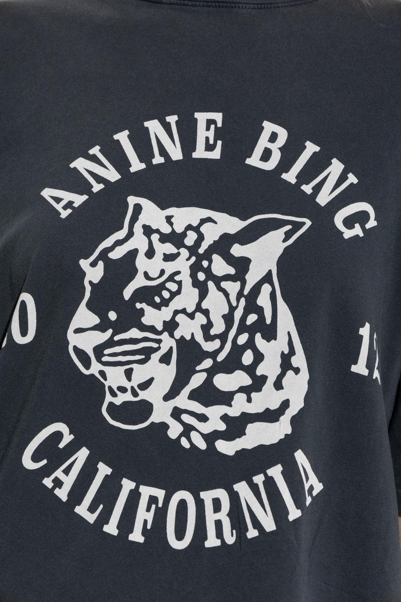 Shop Anine Bing T-shirt With Print In Washed Charcoal