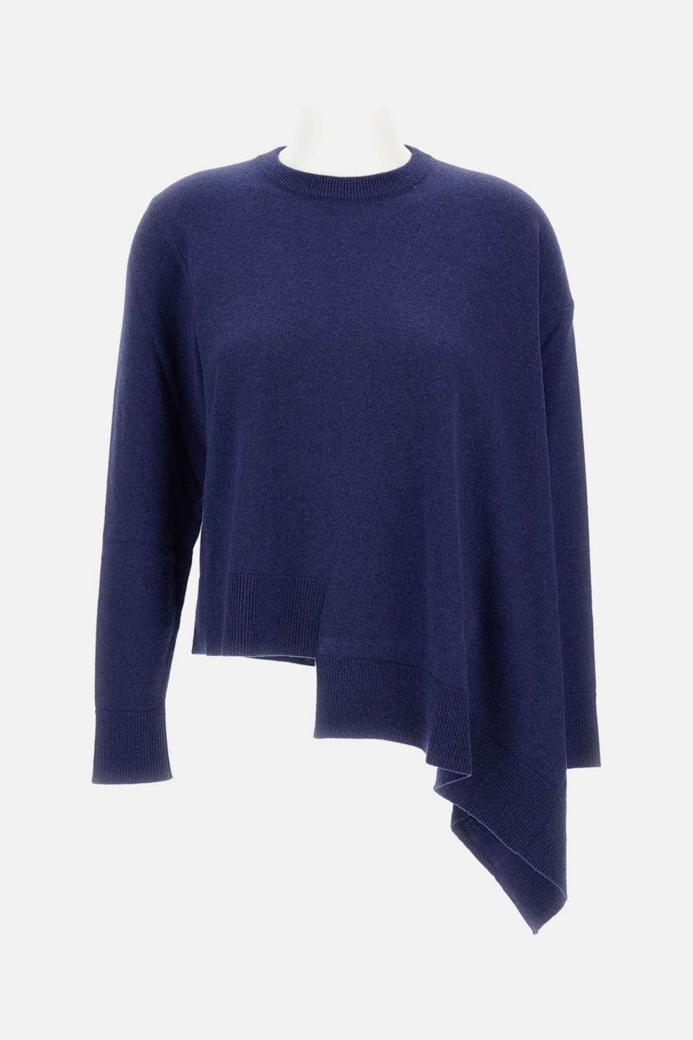 Alexander Mcqueen Asymmetric Hem Cashmere-wool Sweater In Blue