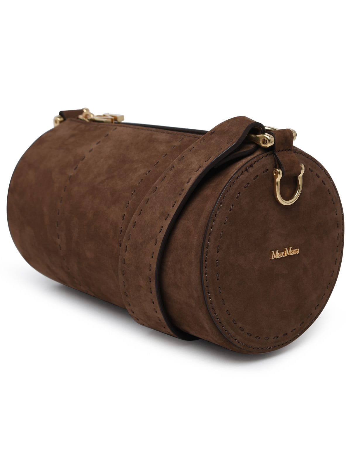 Shop Max Mara Small Nabukrolls Bag In Nubuck Leather In Brown