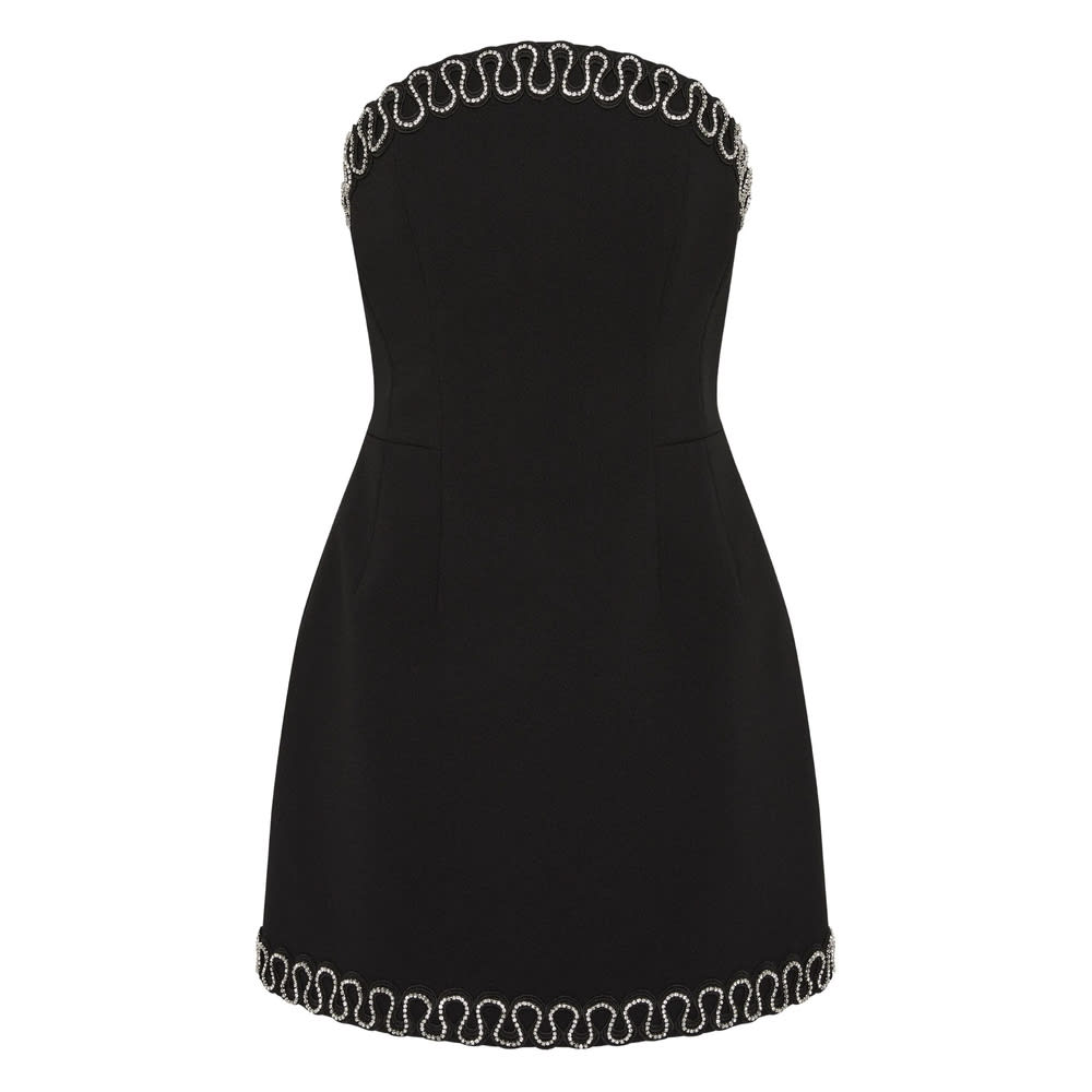 Rebecca Vallance Nyx Strapless Crystal-embellished Crepe Mini Dress In Black