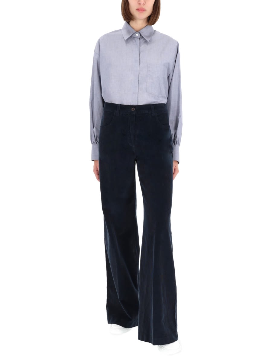 Aspesi High Collar Shirt In Blue