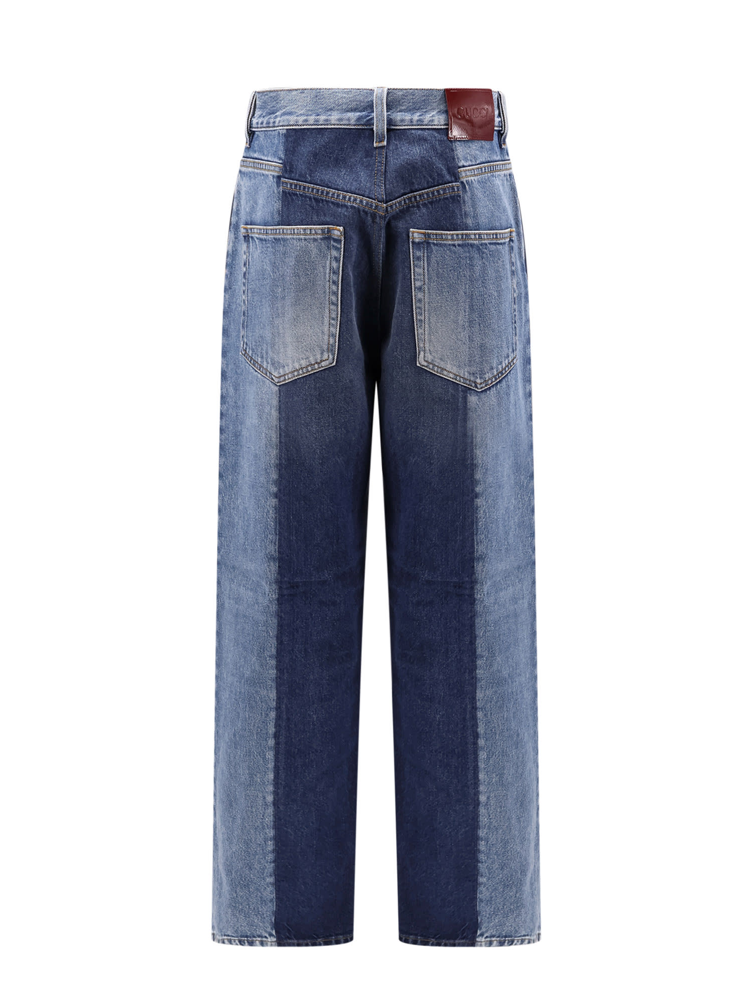 Gucci Patchwork Straight-leg Jeans In Blue