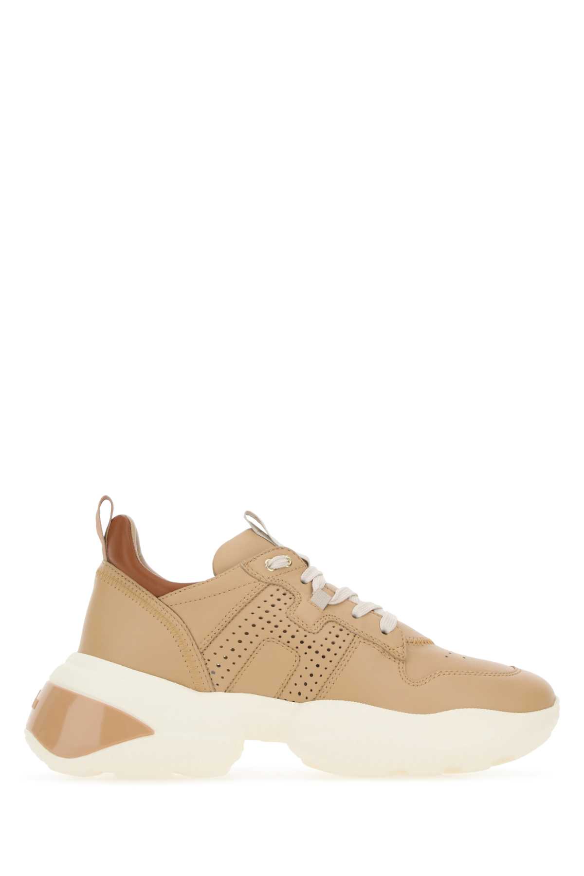 Shop Hogan Camel Leather Interaction Sneakers In 078z