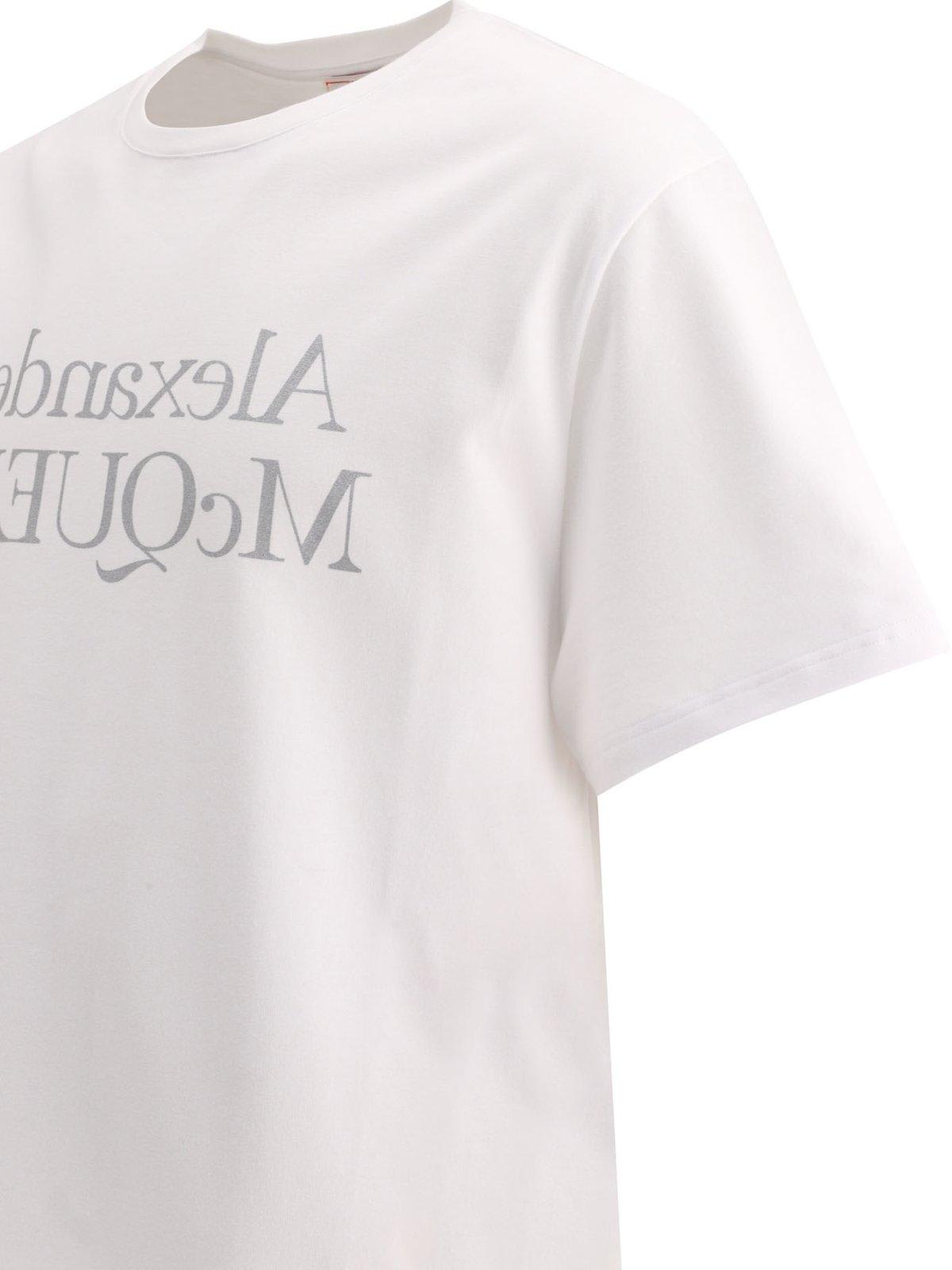 Shop Alexander Mcqueen Reflective Logo Printed T-shirt In White