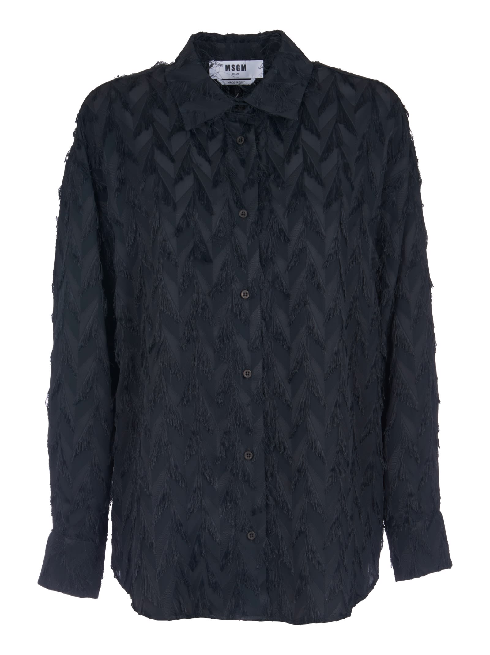 Shop Msgm All-over Embellished Shirt In Nero