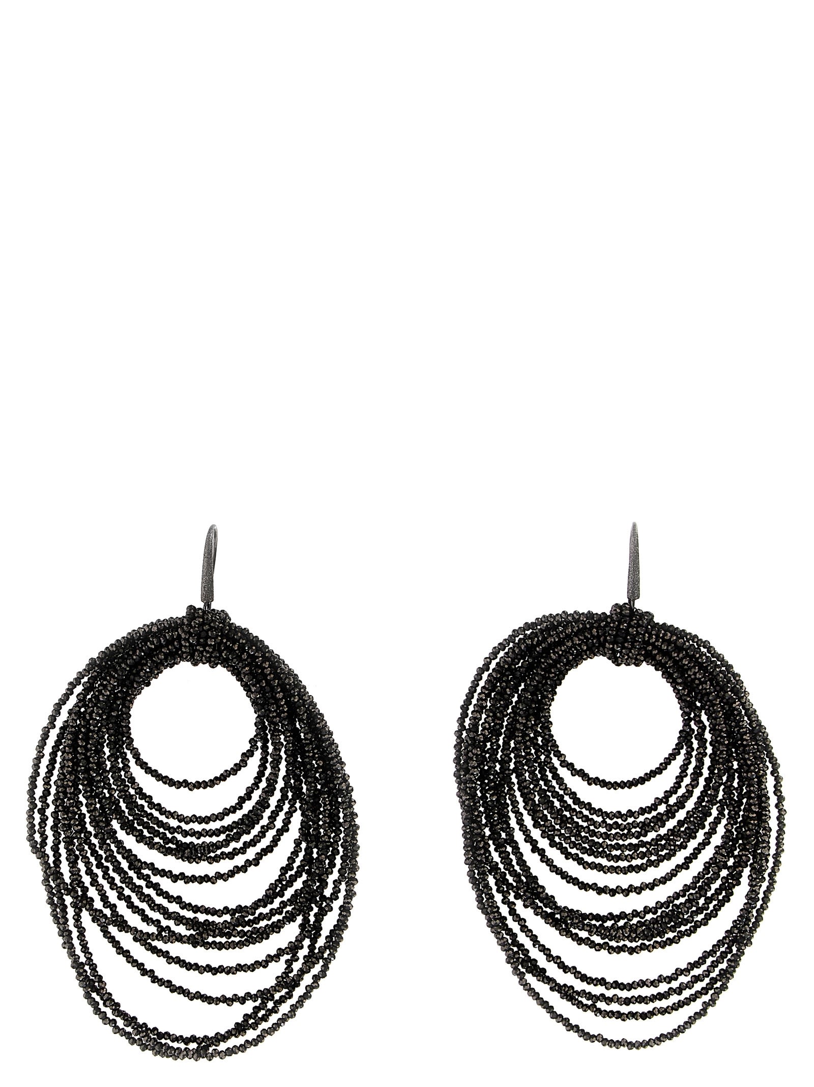 Shop Brunello Cucinelli Hoop Earrings In Brown