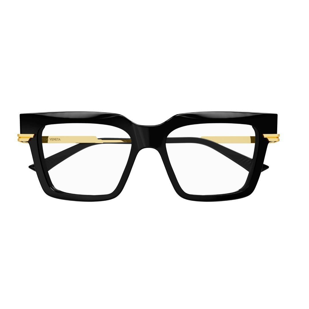 Shop Bottega Veneta Square Frame Glasses In 001 Black Gold Transparen