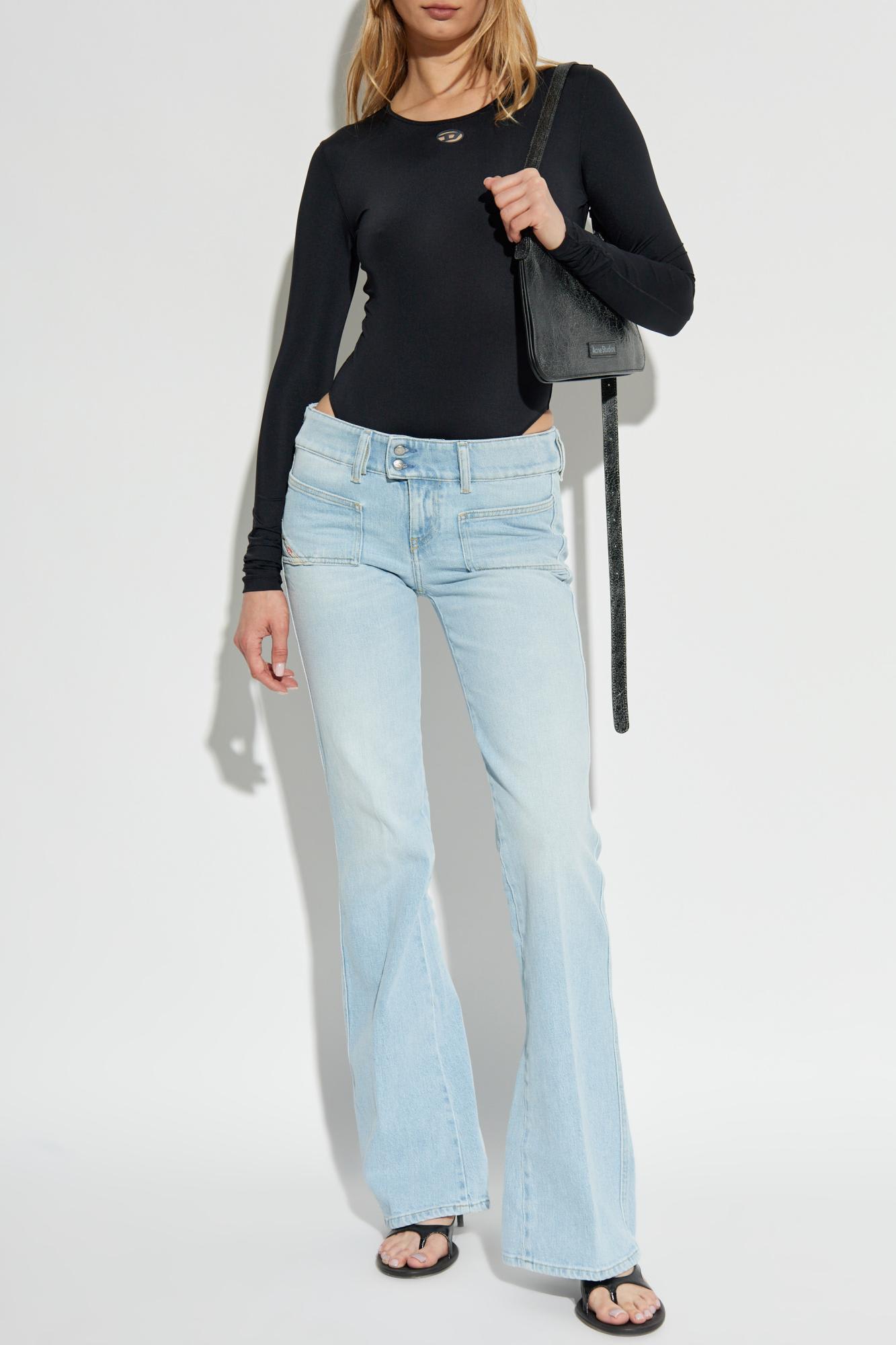 Diesel Angelina-utlt Logo-detail Bodysuit In Black