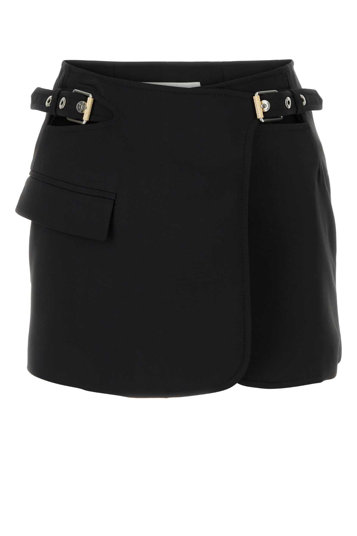 Black Stretch Polyester Blend Mini Skirt