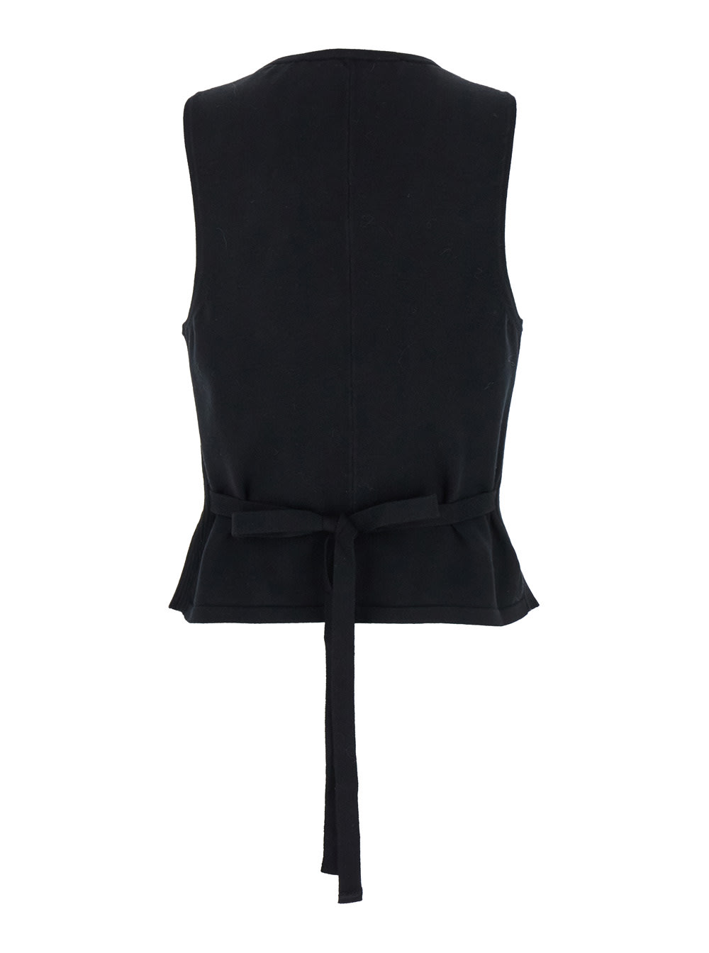 FEDERICA TOSI BLACK SLEEVELESS VEST WITH V NECK IN VISCOSE BLEND WOMAN 