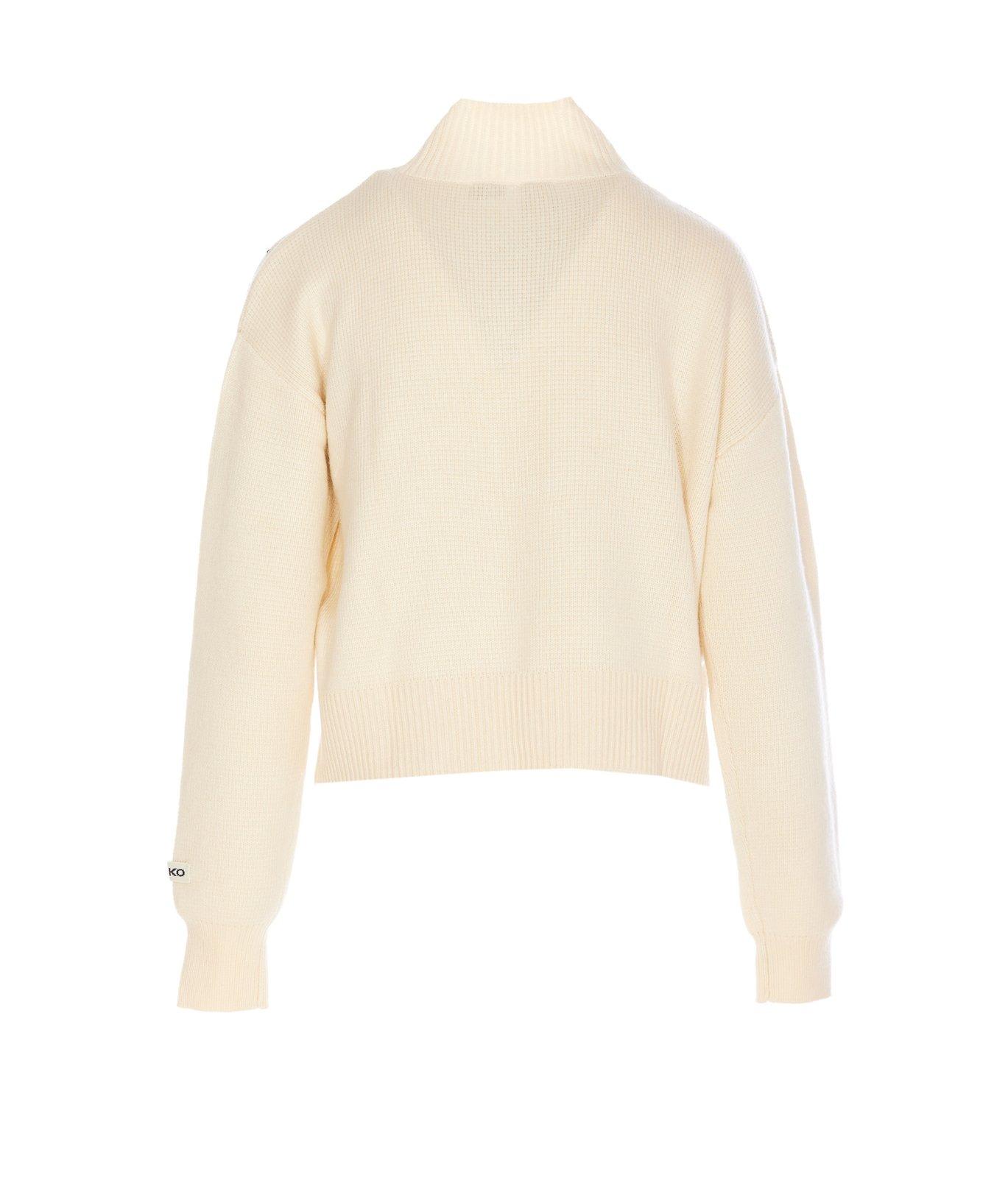 Shop Pinko Bombay Embellished Half-zipped Jumper In White