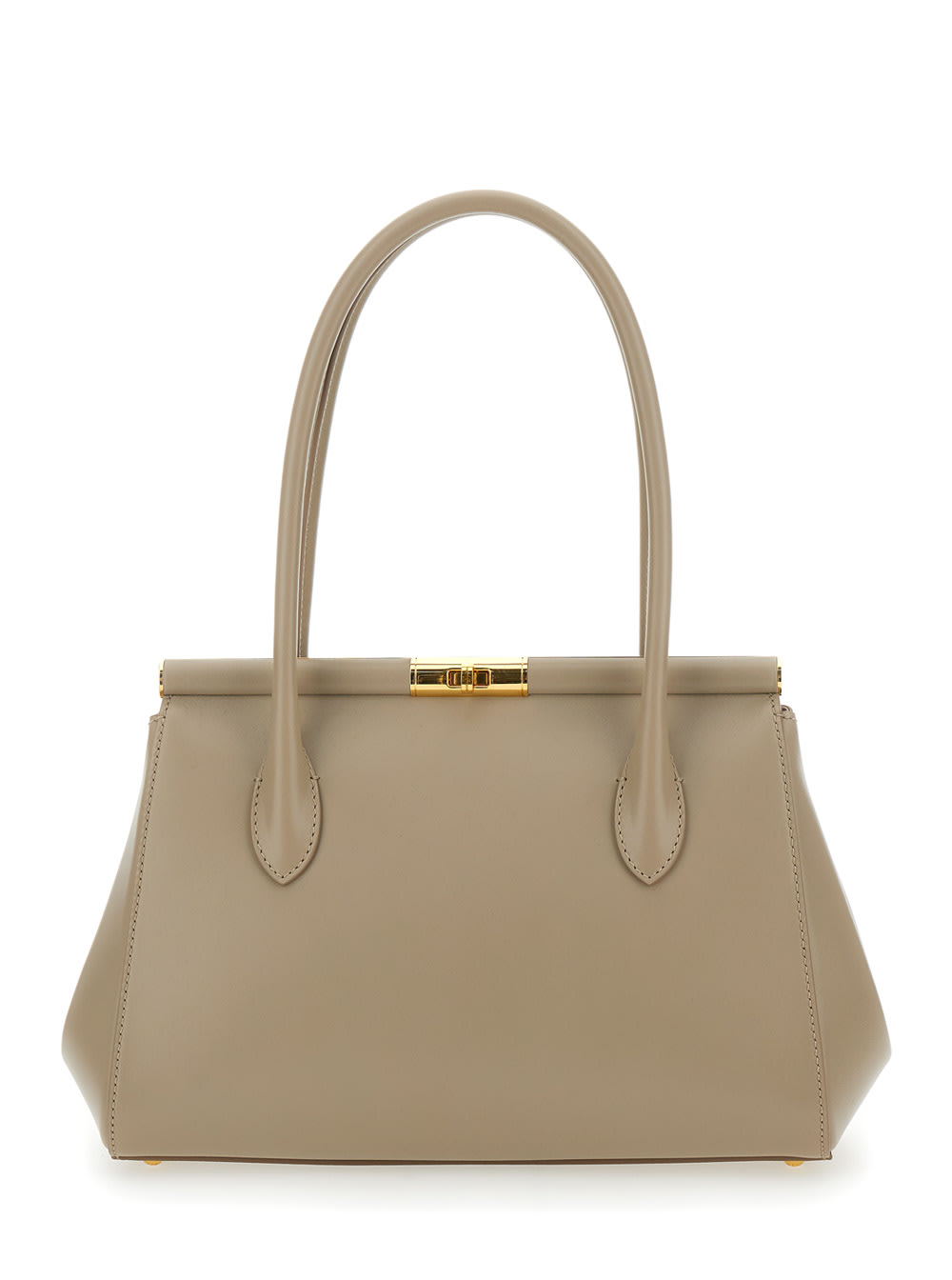 marlene Medium Beige Handbag With Padlock Detail In Leather Woman