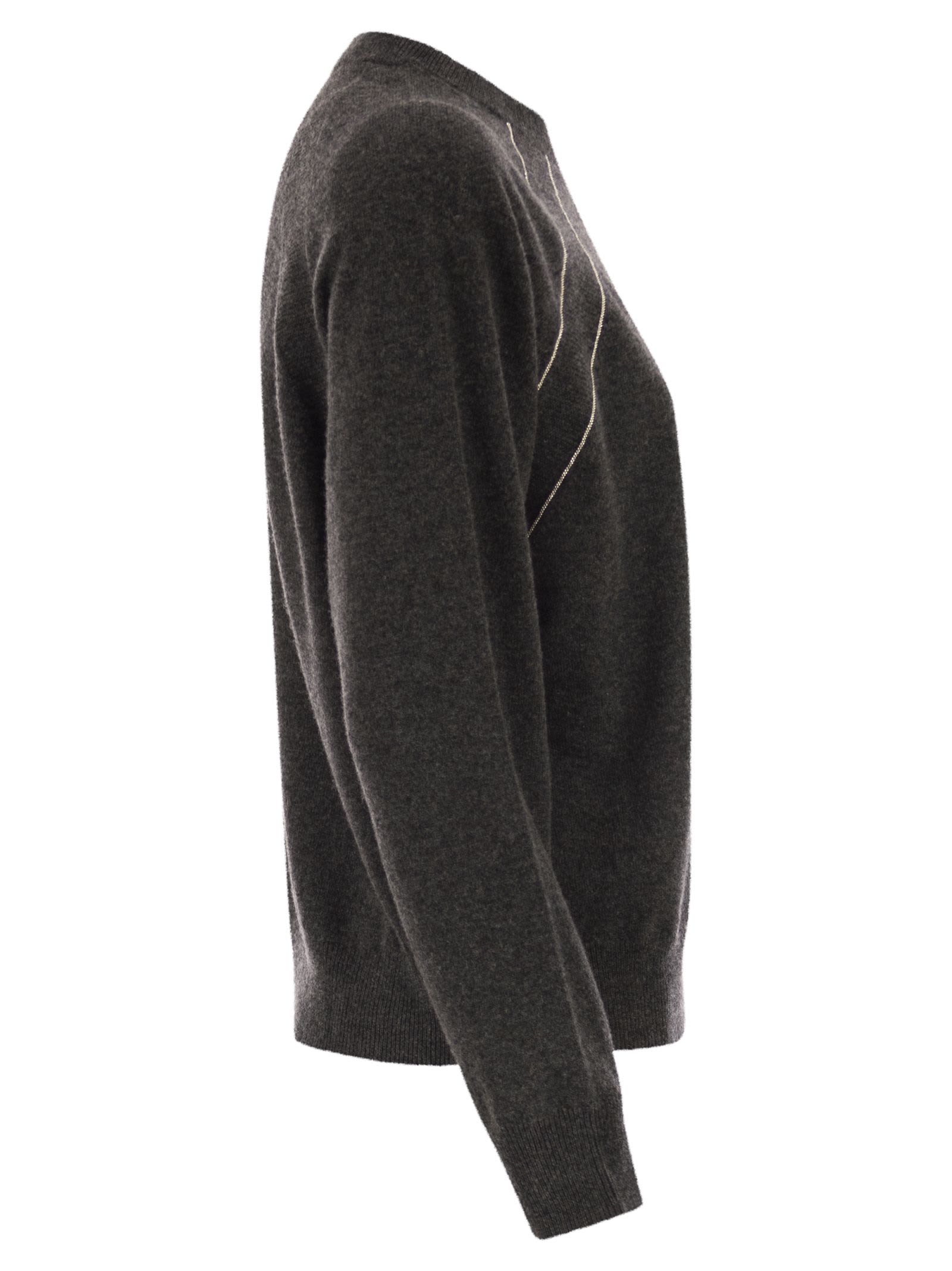 Peserico Crew Neck Jumper With Bright Details In Black