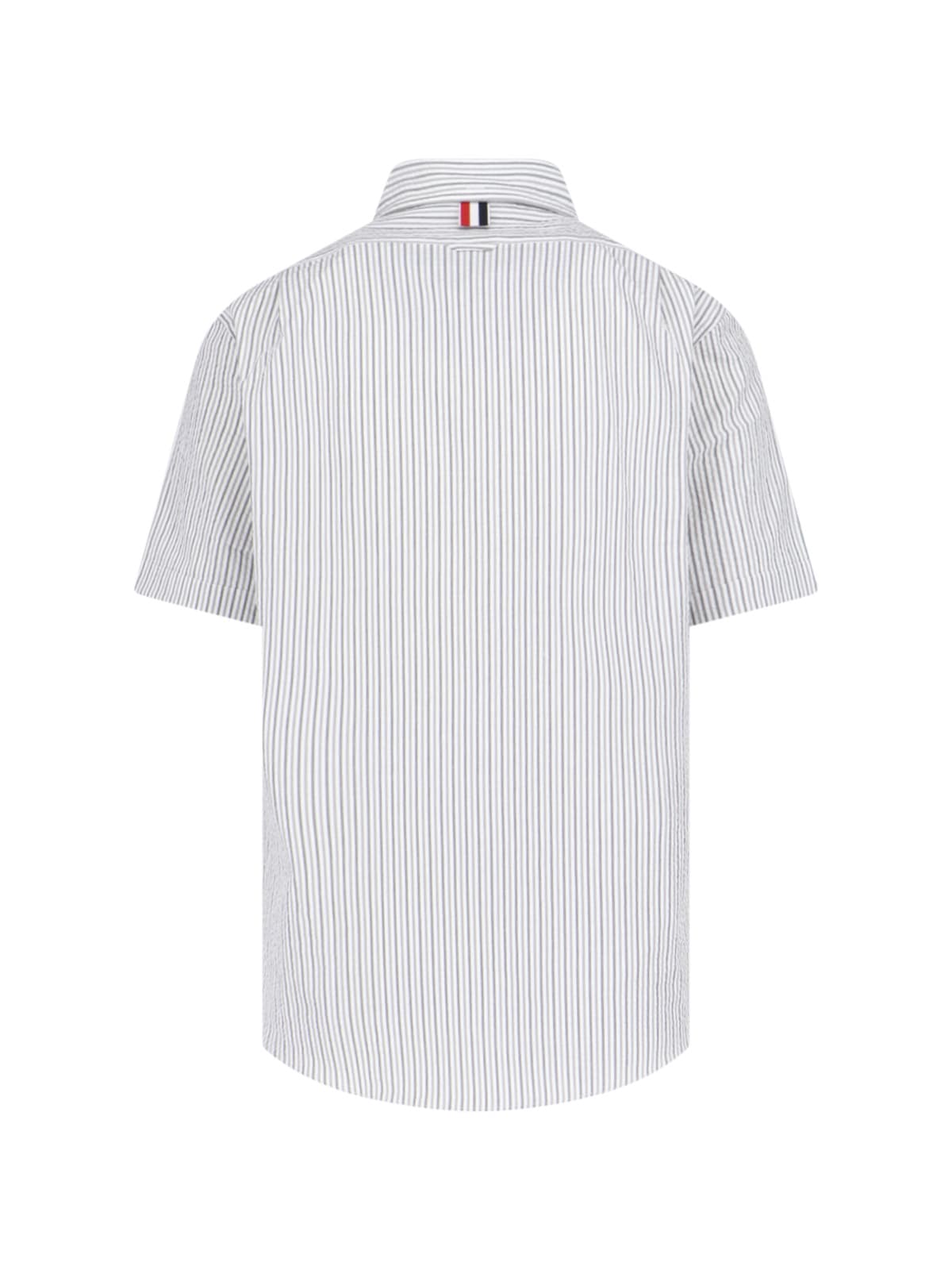 Thom Browne Striped Cotton Shirt In Silver