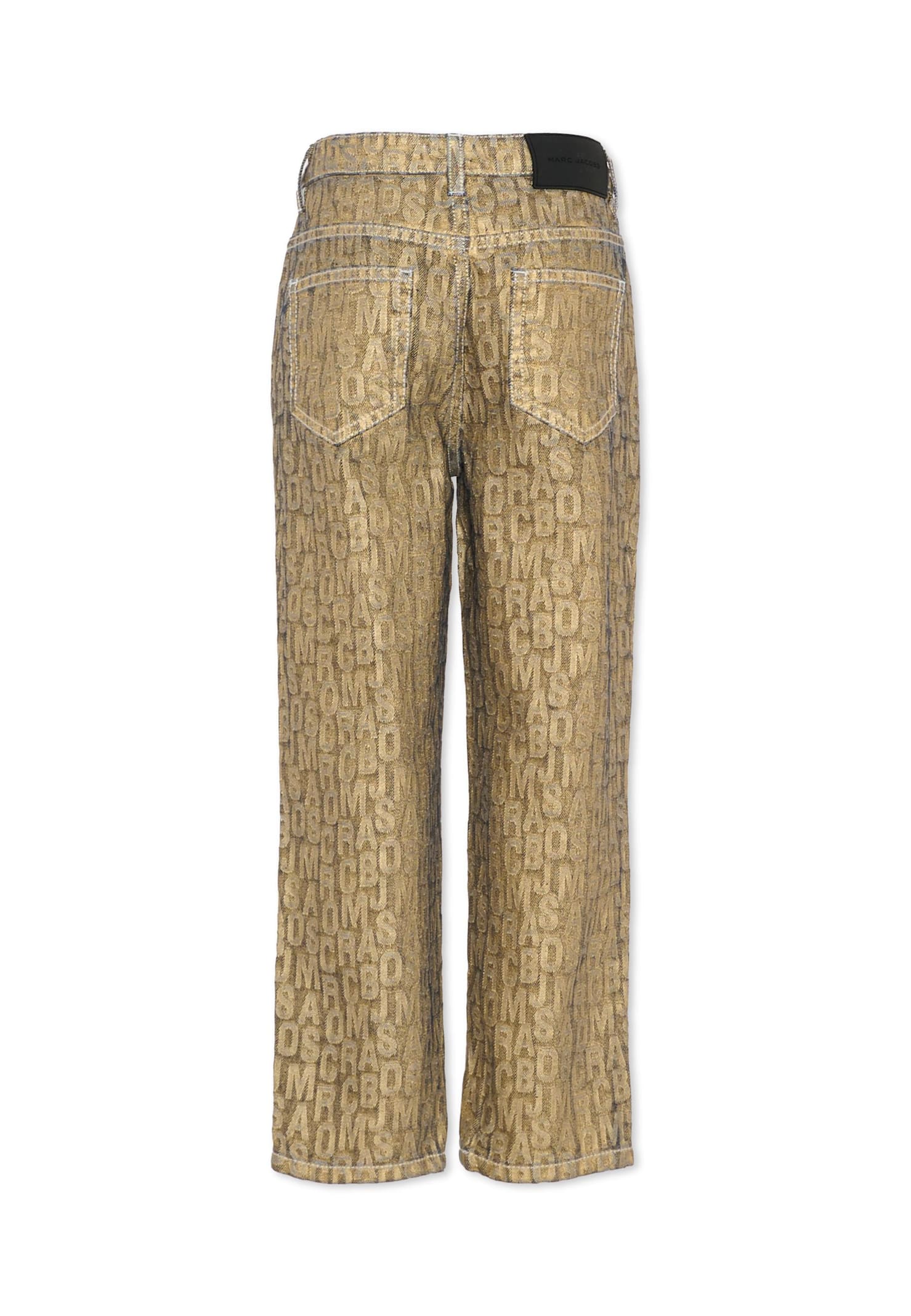Marc Jacobs Gold Trousers For Girl With Logo In Gold