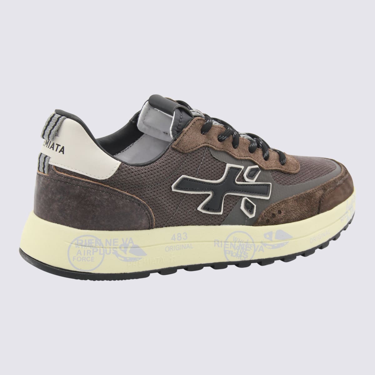 Premiata Stylish Sneakers With Contrast Sole And Padded Collar In Brown