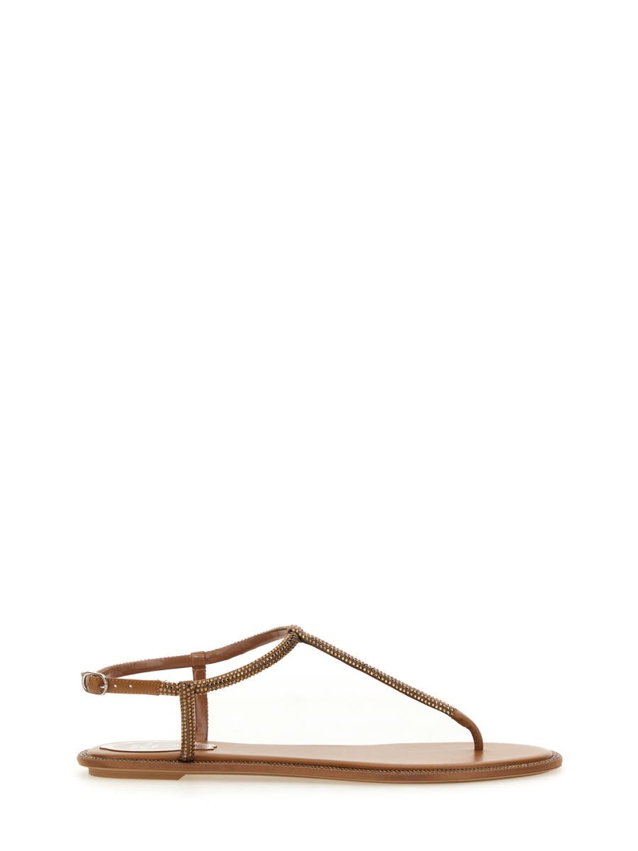 Shop René Caovilla Sandal Diana In Beige