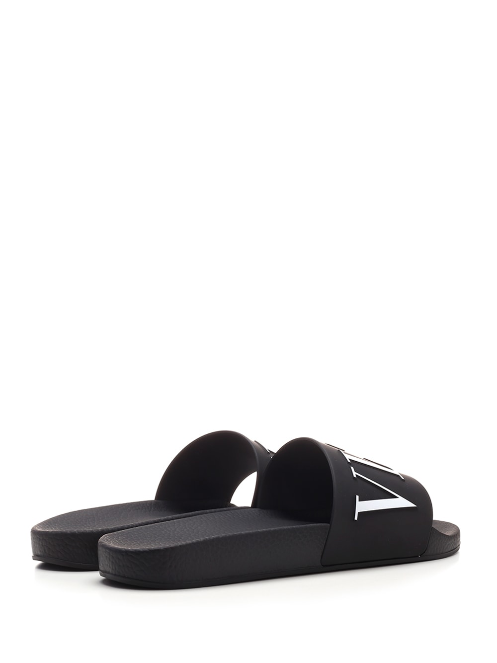 Shop Valentino Black Vltn Slides