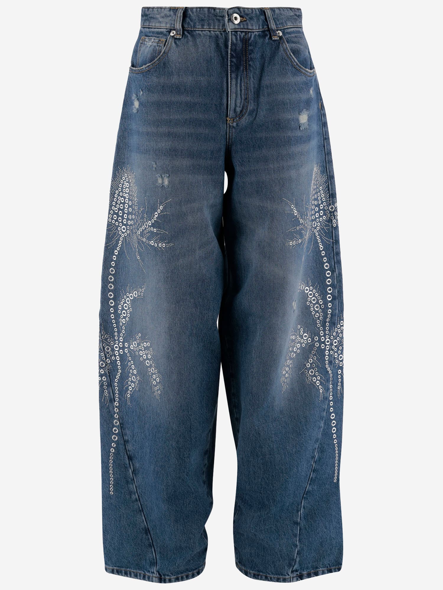 Blumarine Jeans Dalla Gamba Ampia In Denim Donna In Blue