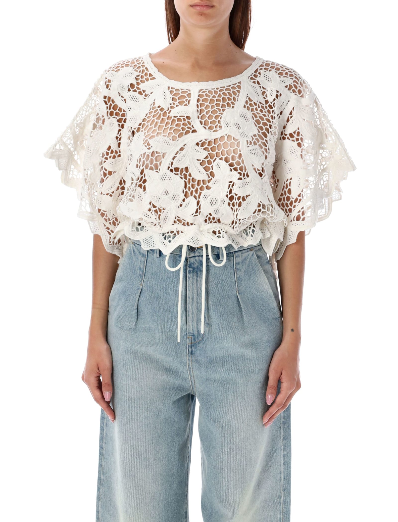 Shop Zimmermann Crochet Top In Ivory