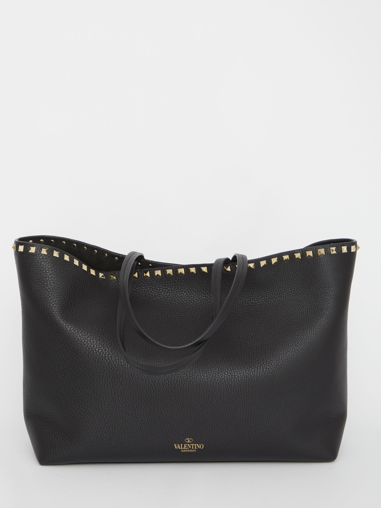 Shop Valentino Rockstud Tote Bag In Black