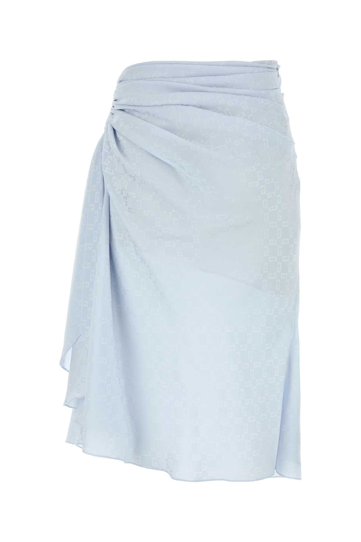 Givenchy Draped Silk Skirt Midi Length Subtle Pattern In Paleblue