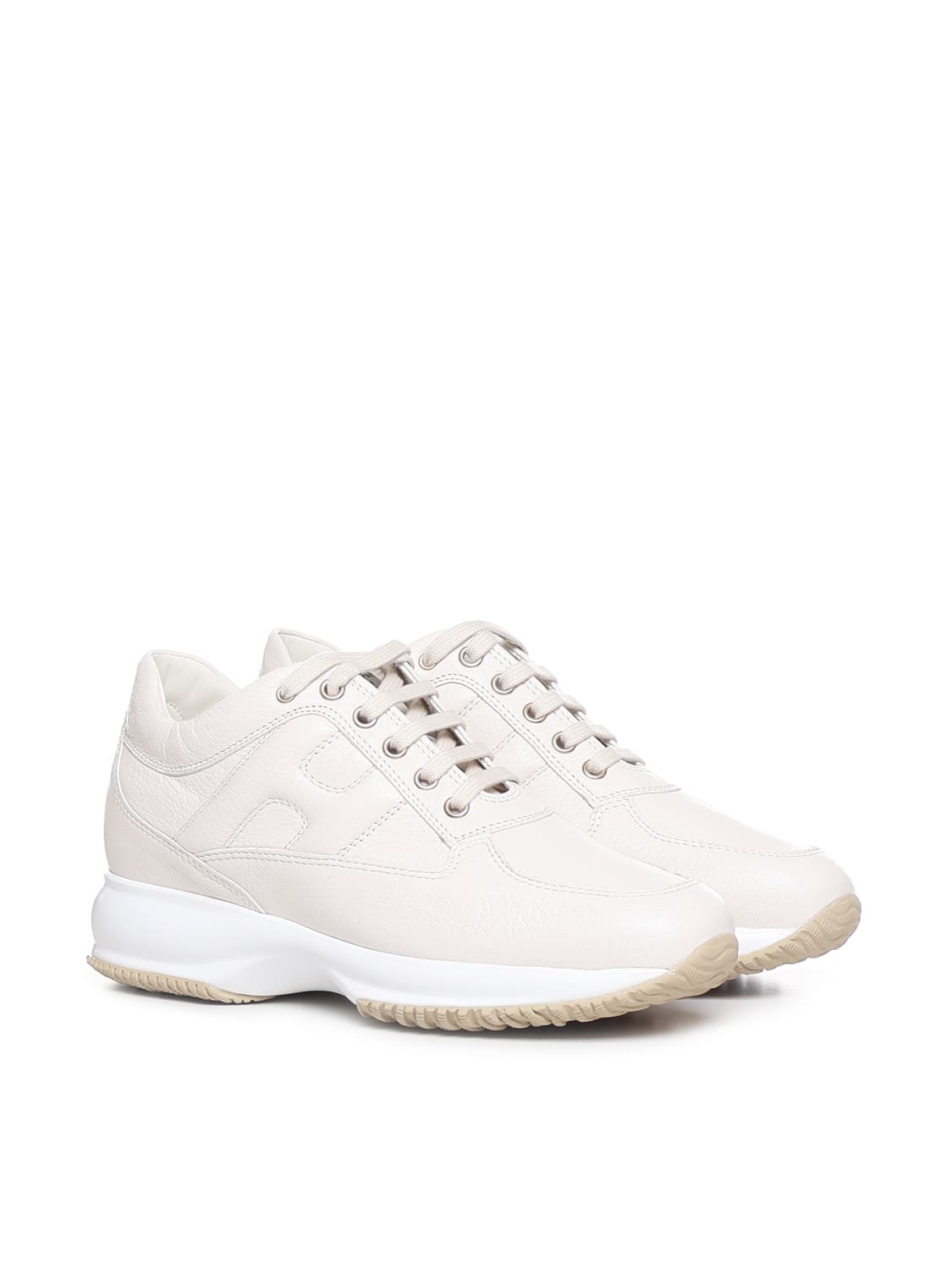 Shop Hogan Interactive Sneakers In Yogurt